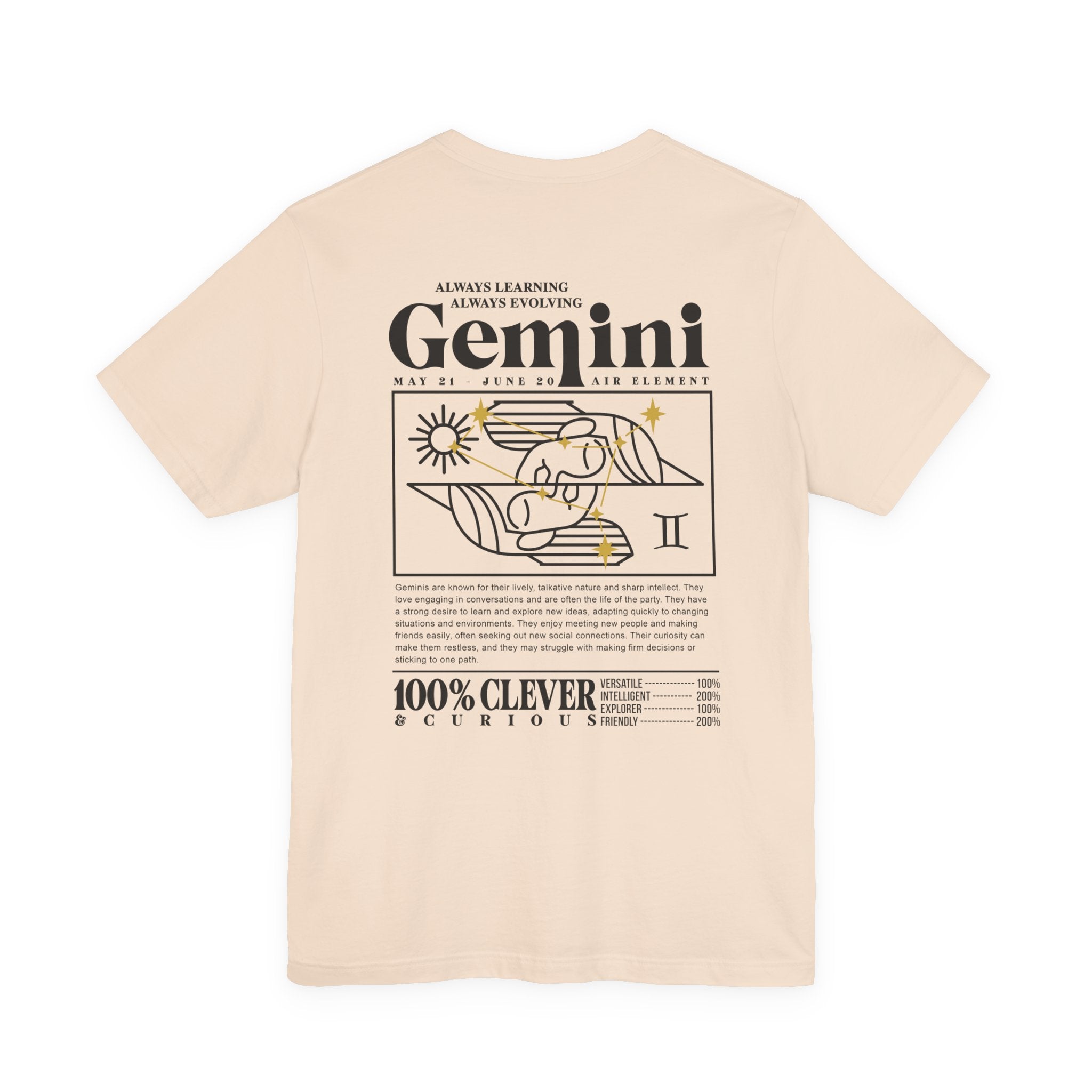 Gemini Zodiac T-Shirt – Clever and Curious Air Sign Graphic
