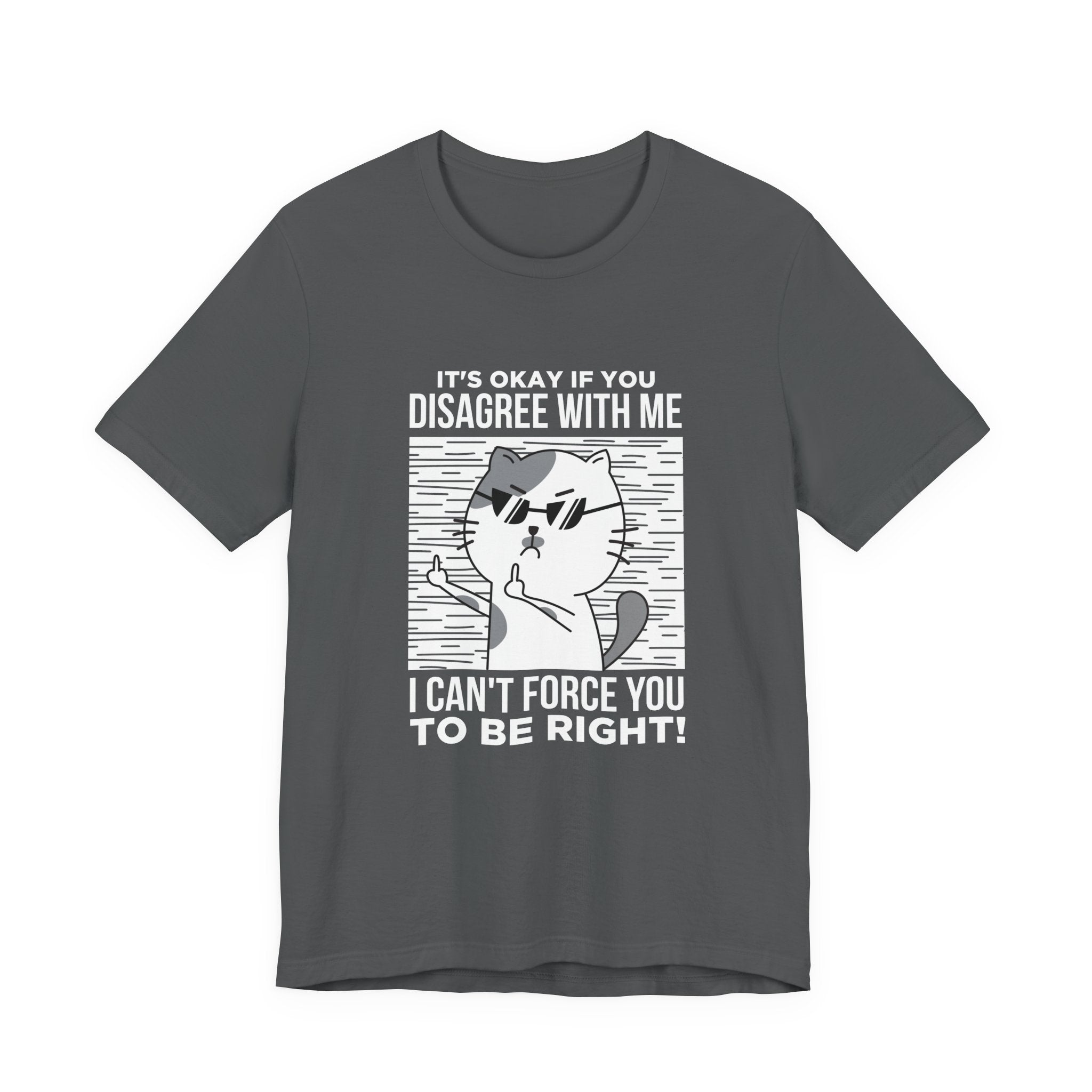It’s Okay If You Disagree With Me T-Shirt – Angry Cat With Glasses Funny Quote Graphic Tee