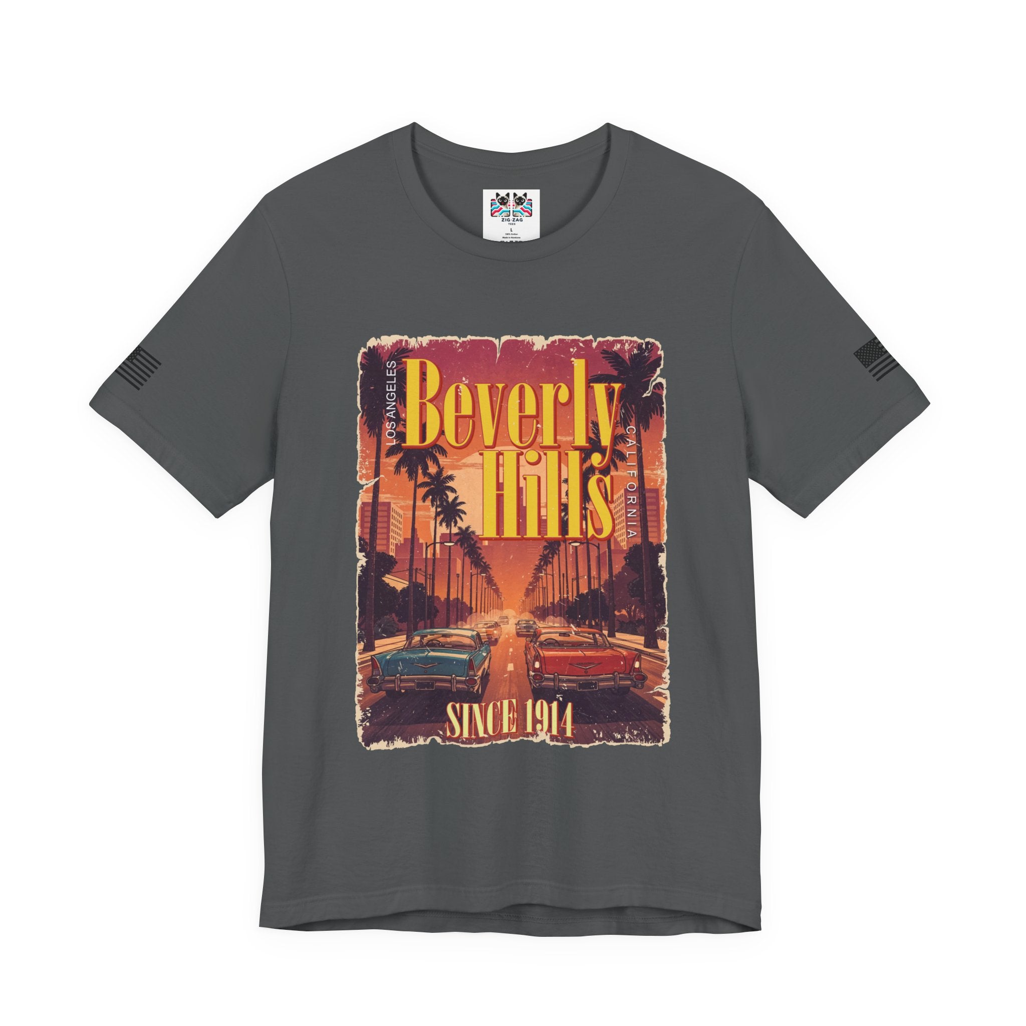 Beverly Hills Los Angeles California T-Shirt – Since 1914 Classic Cars Sunset Street Tee