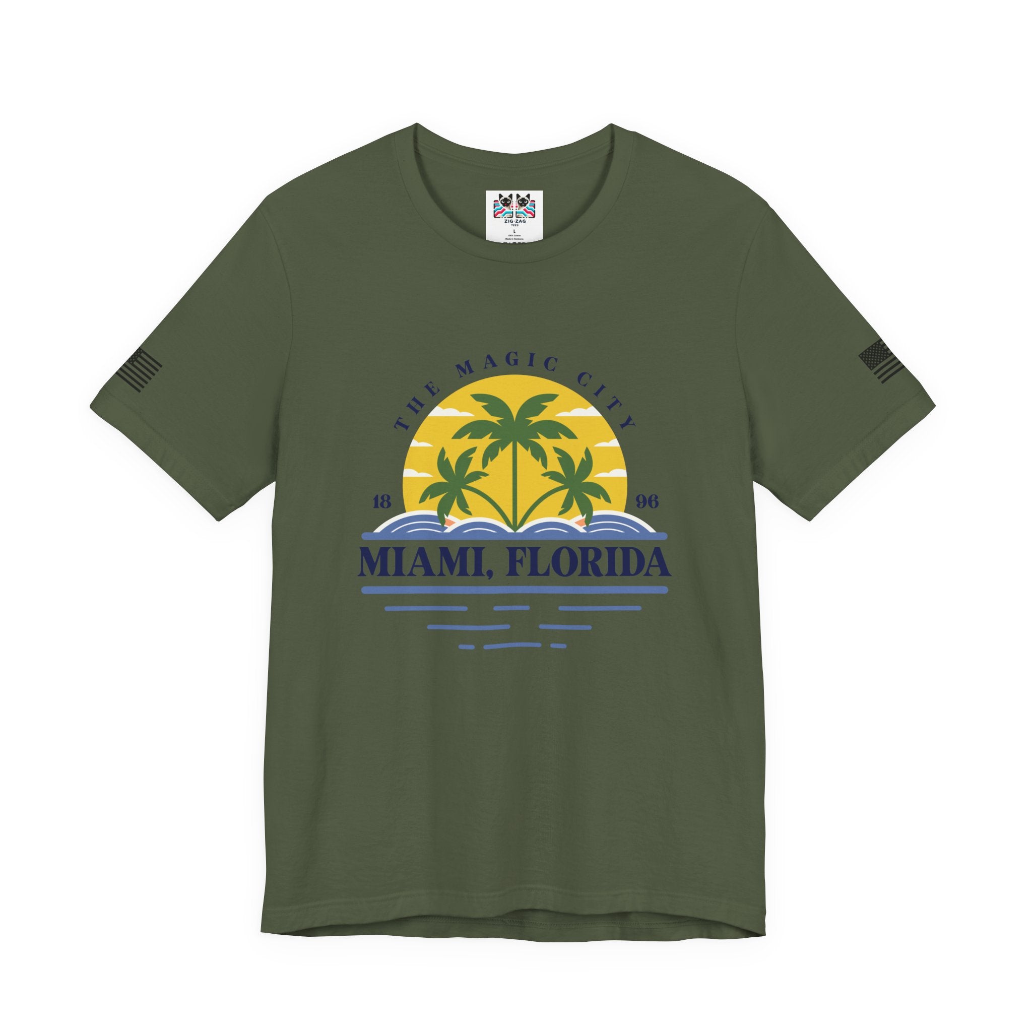 Miami Florida The Magic City T-Shirt – 1896 Palm Tree Sunset Retro Circle Tee
