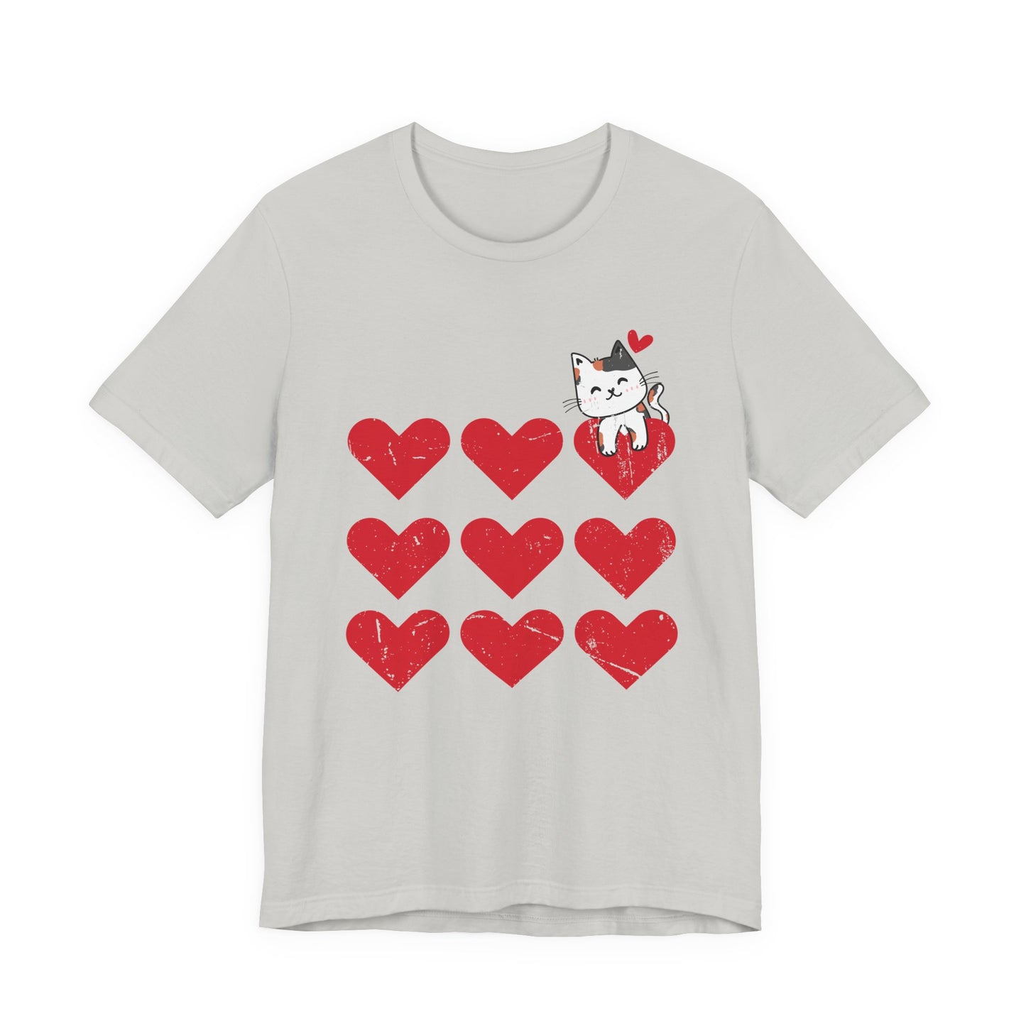 Cute Cat on Hearts T-Shirt – Adorable Kitty with Heart Thought Bubble Graphic Tee
