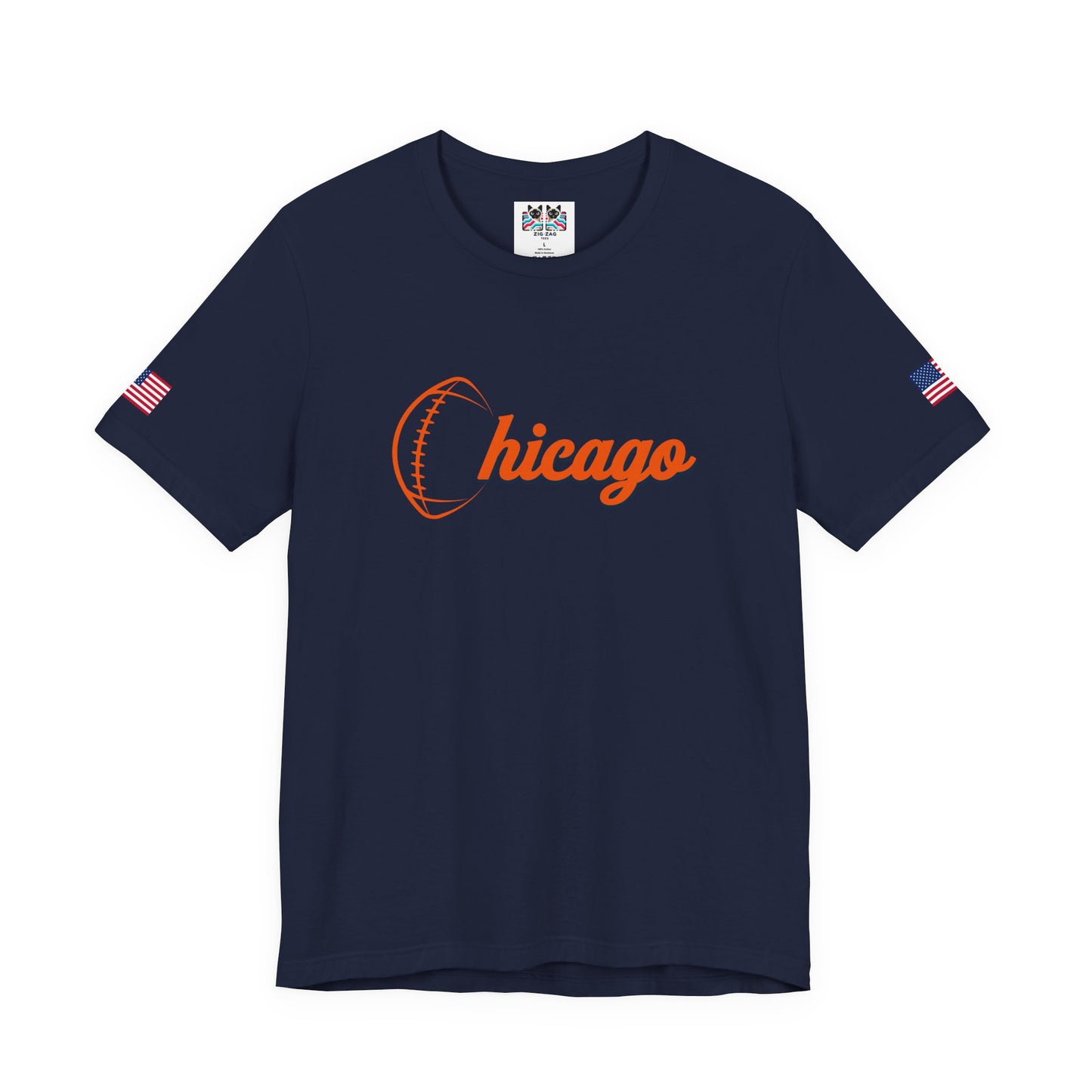 Chicago Football T-Shirt - Simple Orange Script C Bears Colors Minimalist Design