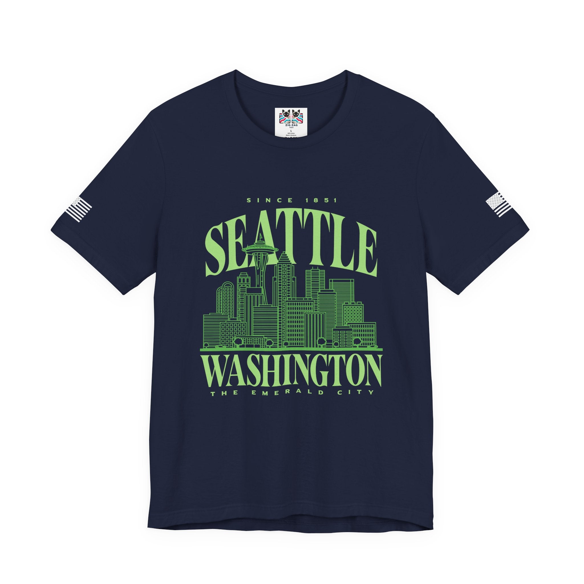 Seattle Washington The Emerald City Since 1851 Skyline Graphic T-Shirt | Seattle Pride Tee | Pacific Northwest Shirt