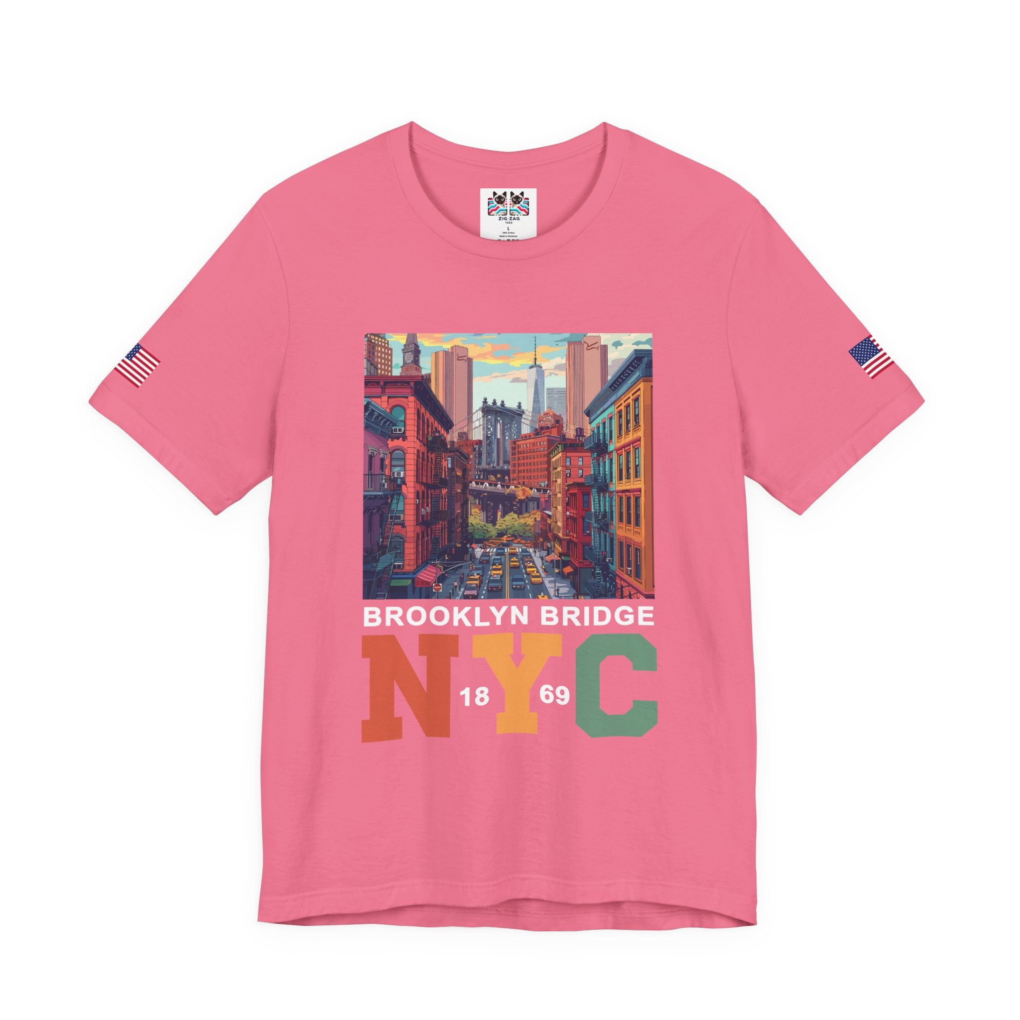 Brooklyn Bridge NYC T-Shirt - Vintage Street Scene Manhattan Bridge 1869 New York