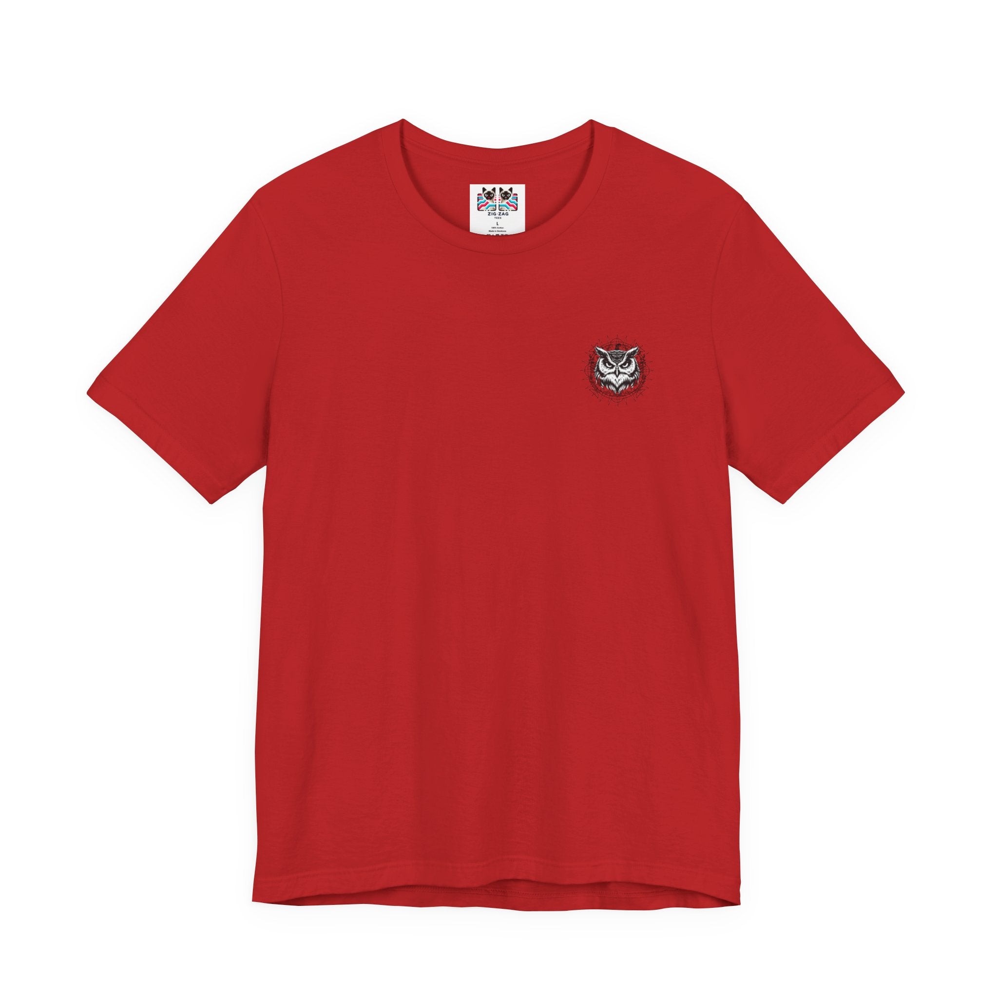 Spirit of Wisdom Owl T-Shirt – Wise Owl with Witch Hat and Medal [Black Text]