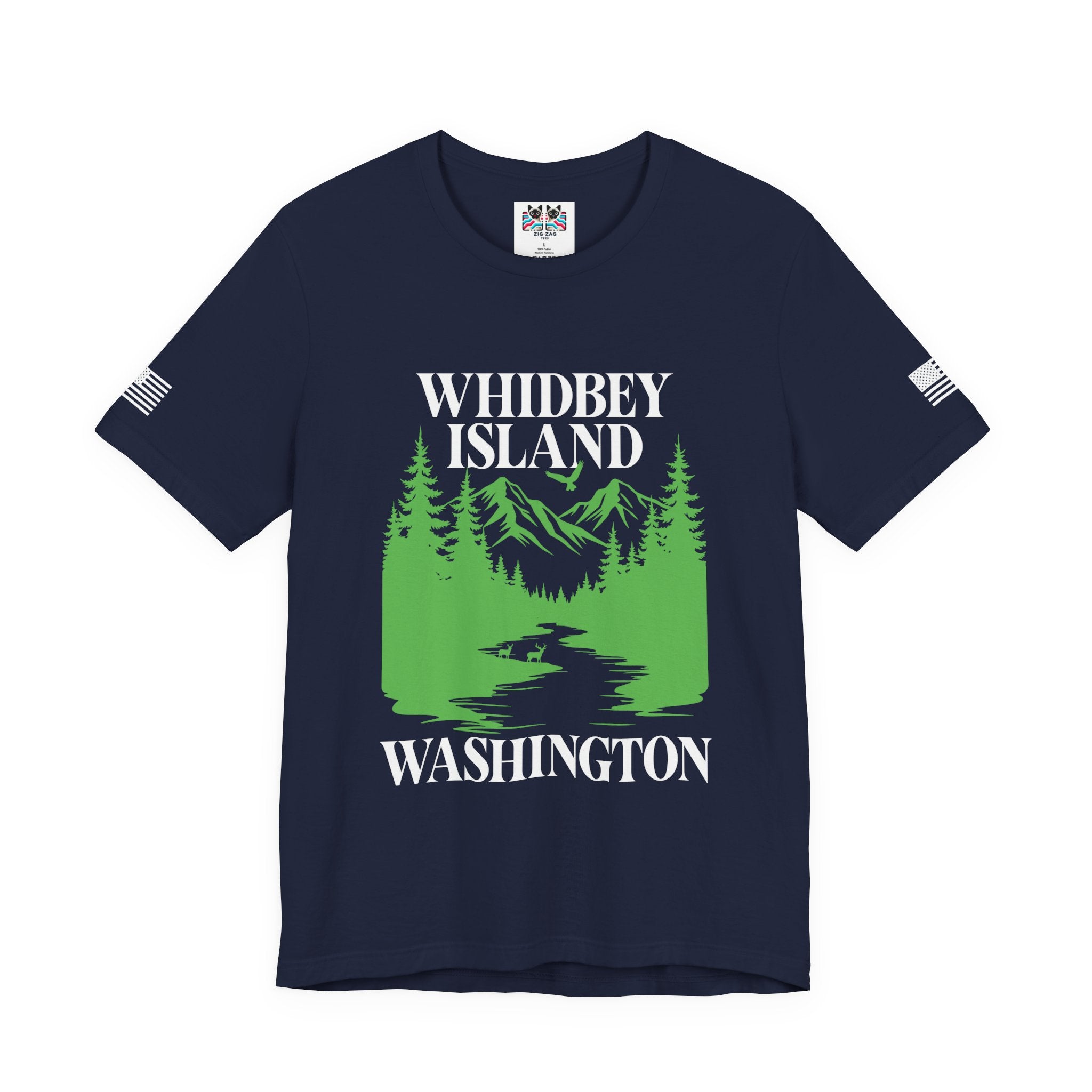 Whidbey Island Washington Mountain Forest Wildlife Graphic T-Shirt | Pacific Northwest Outdoor Souvenir Tee
