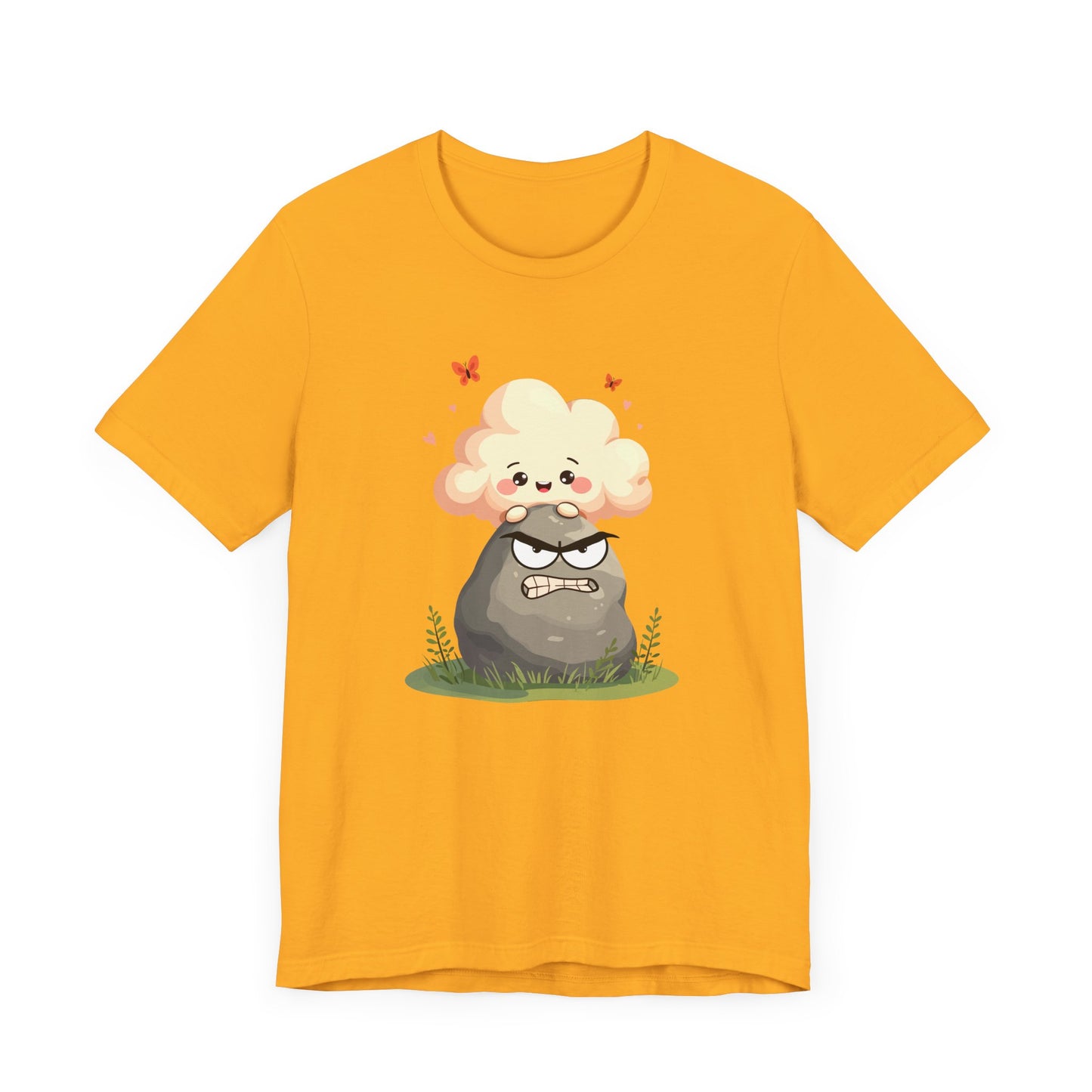 Soft but Solid - Smiling Cloud vs. Angry Rock – Playful Nature Face-Off Graphic T-Shirt