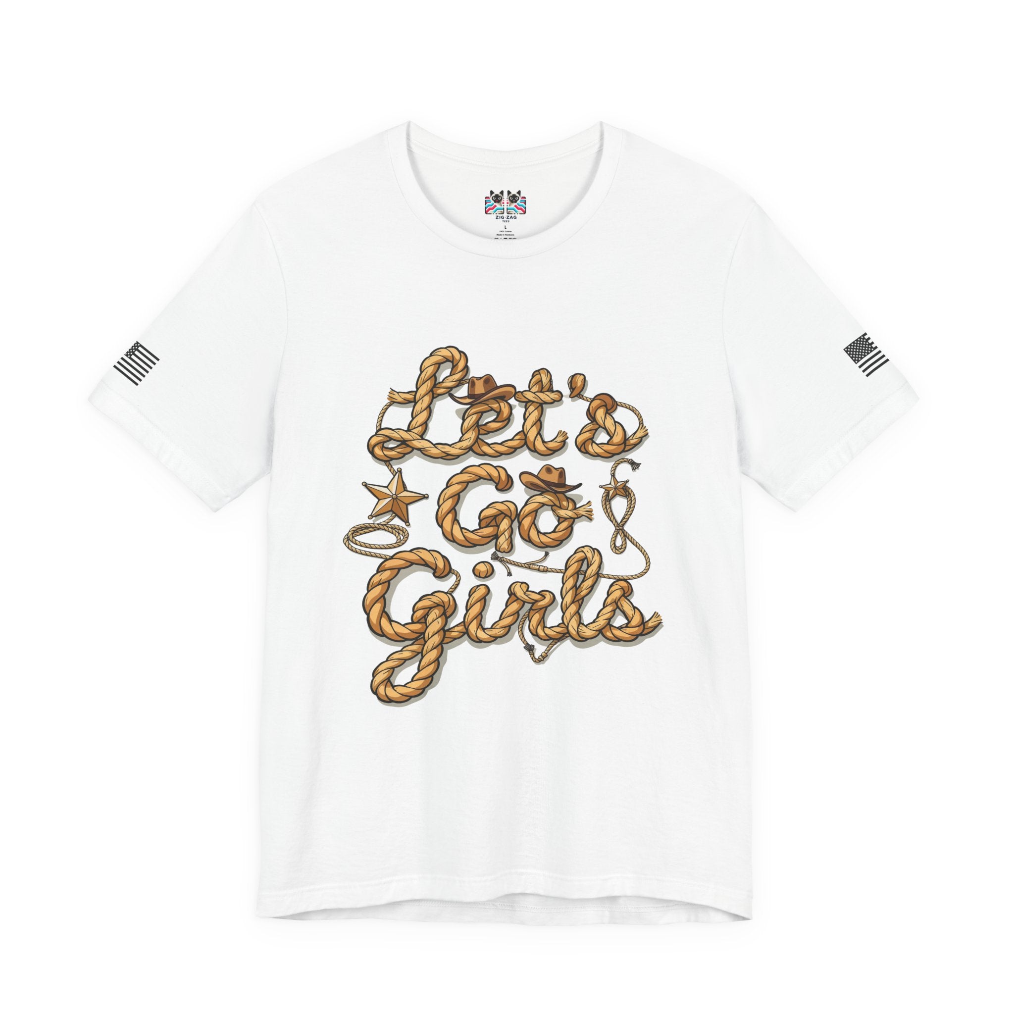 Let's Go Girls T-Shirt – Western Rope Lasso Typography Cowboy Hat Star Graphic Tee