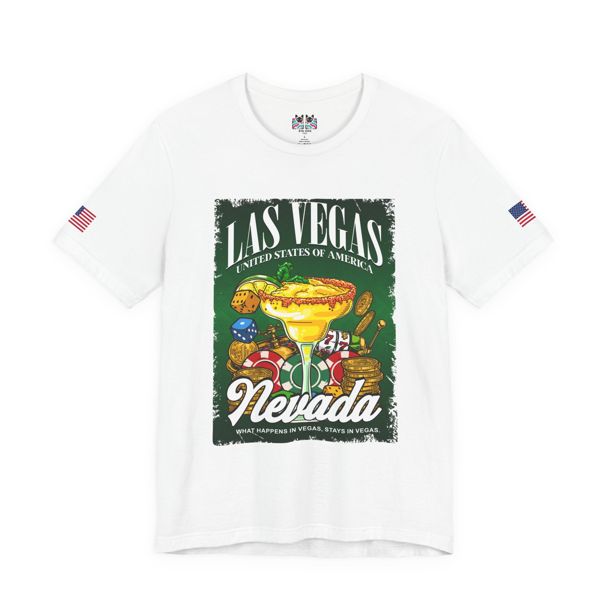 Las Vegas Nevada USA Margarita Casino T-Shirt – Colorful Dice Chips Vegas Graphic Tee