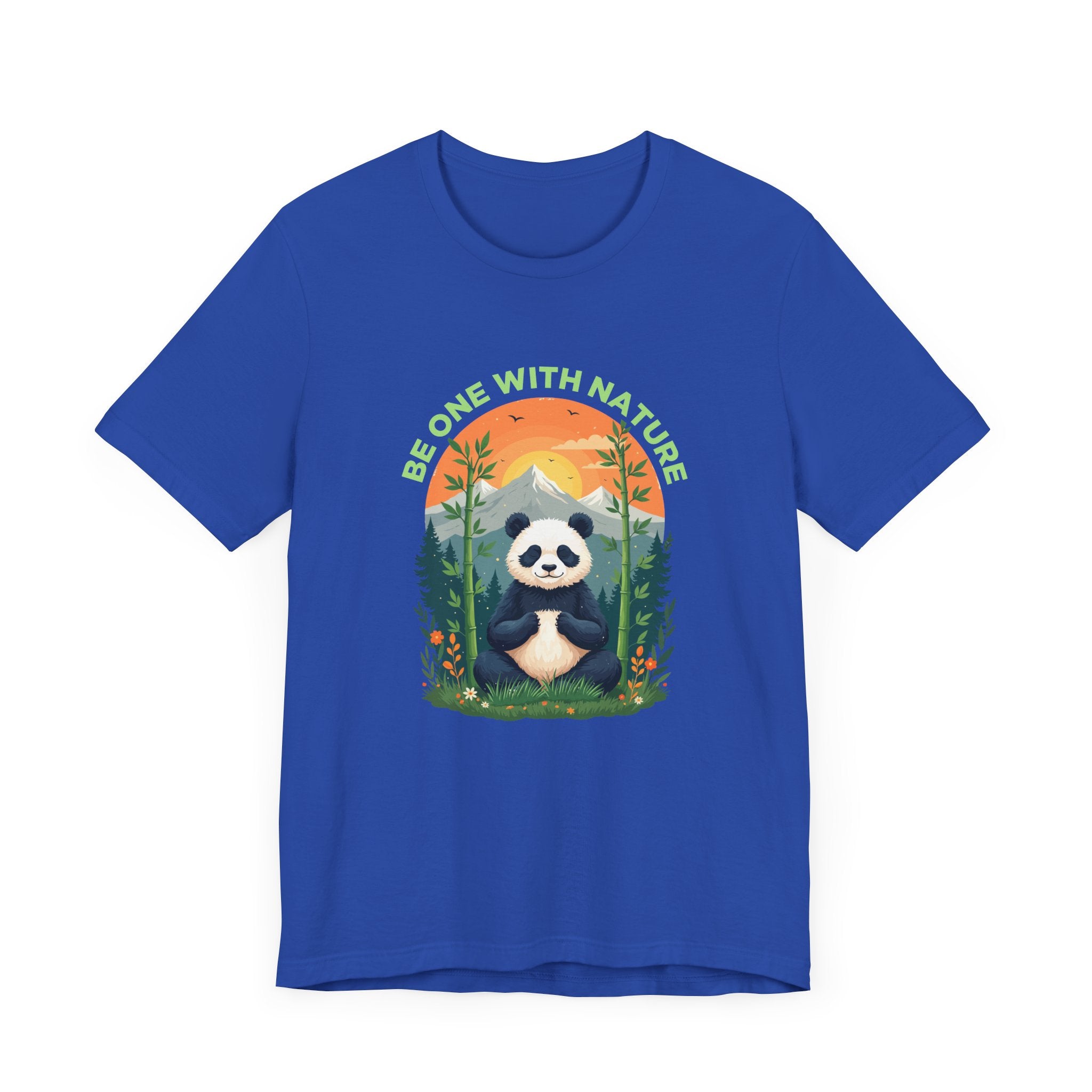 Be One with Nature – Calm Panda in Sunset Meadow Graphic T-Shirt