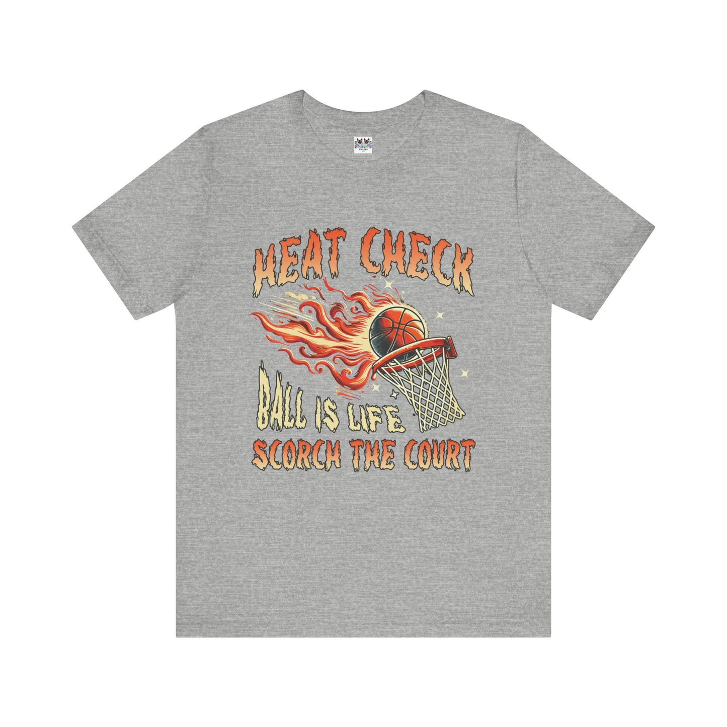 Heat Check Basketball Flames On Fire Scorch the Court Sports T-Shirt
