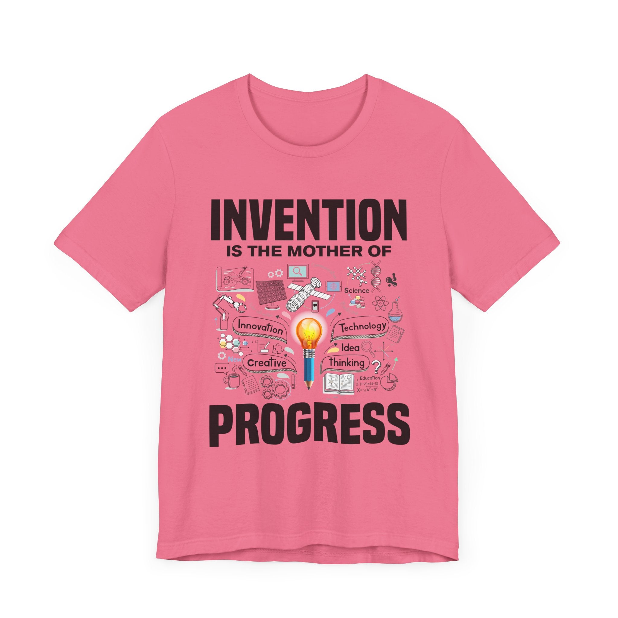 Invention is the Mother of Progress Tee, Innovation Quote Shirt, Science History Top, Progress Driven Graphic Tee, STEM Gift