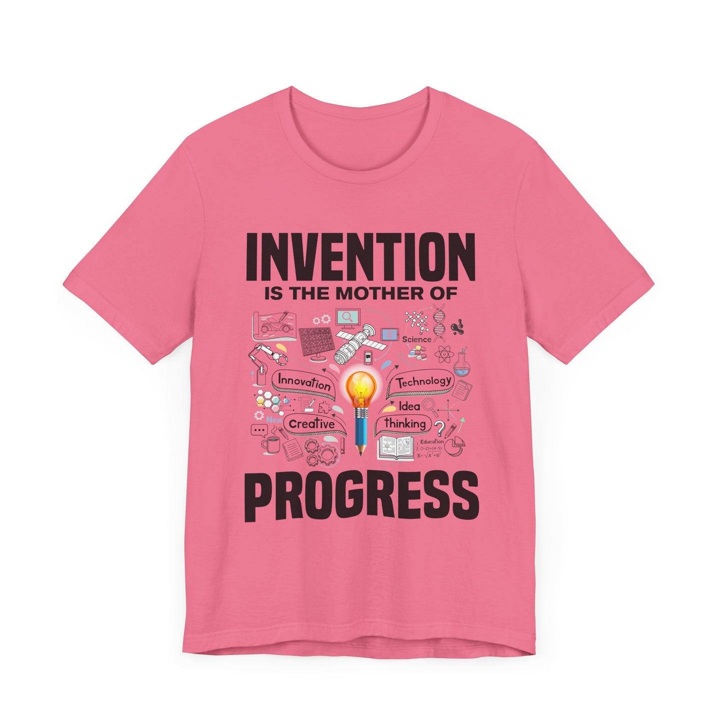 Invention is the Mother of Progress Tee, Innovation Quote Shirt, Science History Top, Progress Driven Graphic Tee, STEM Gift