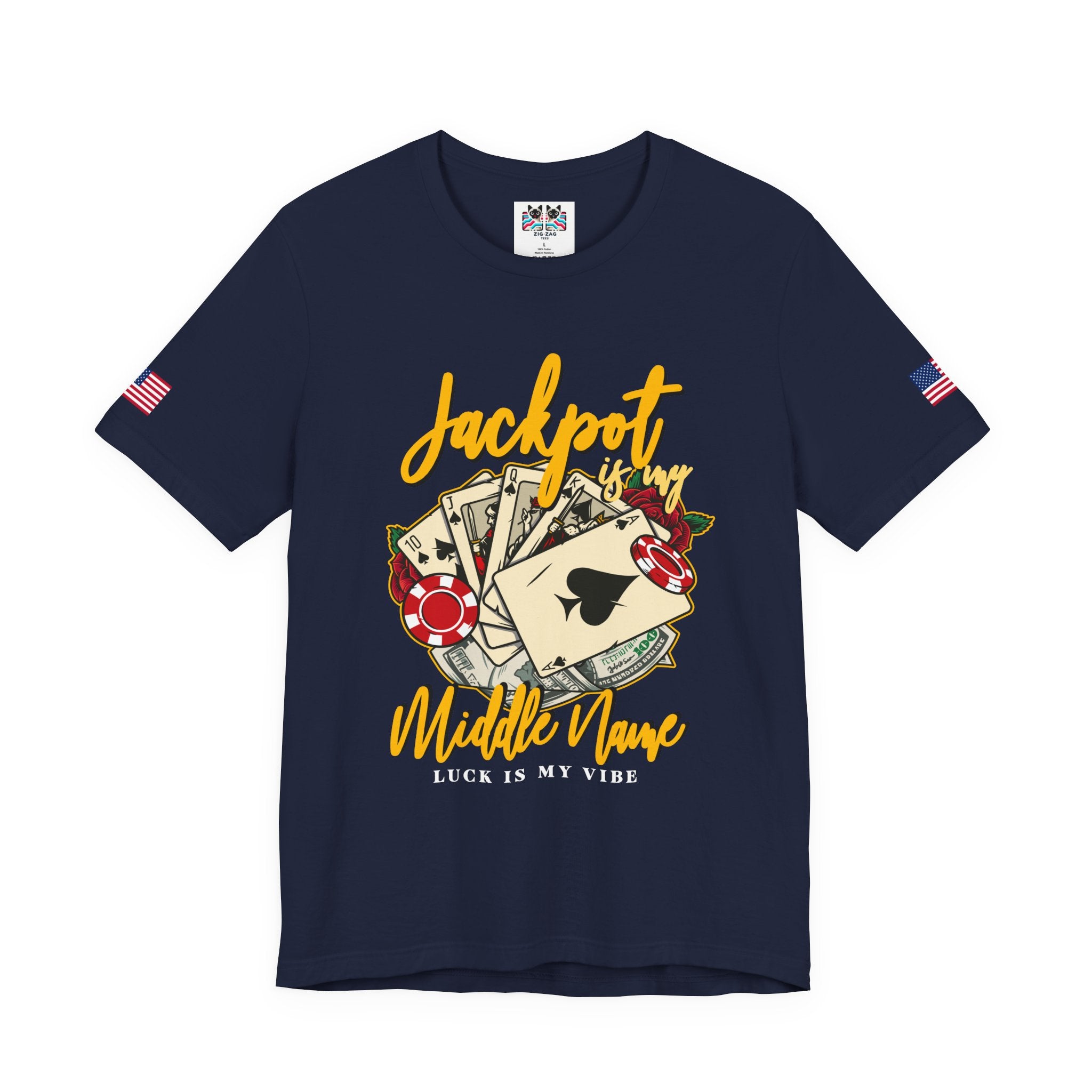 Jackpot Is My Middle Name T-Shirt – Lucky Casino Poker Cards Vegas Tee