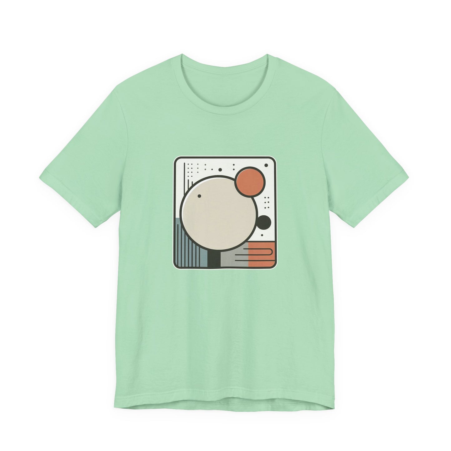 Less Is More Tshirt – Minimalist Geometric Rectangle with Colorful Circles and Lines