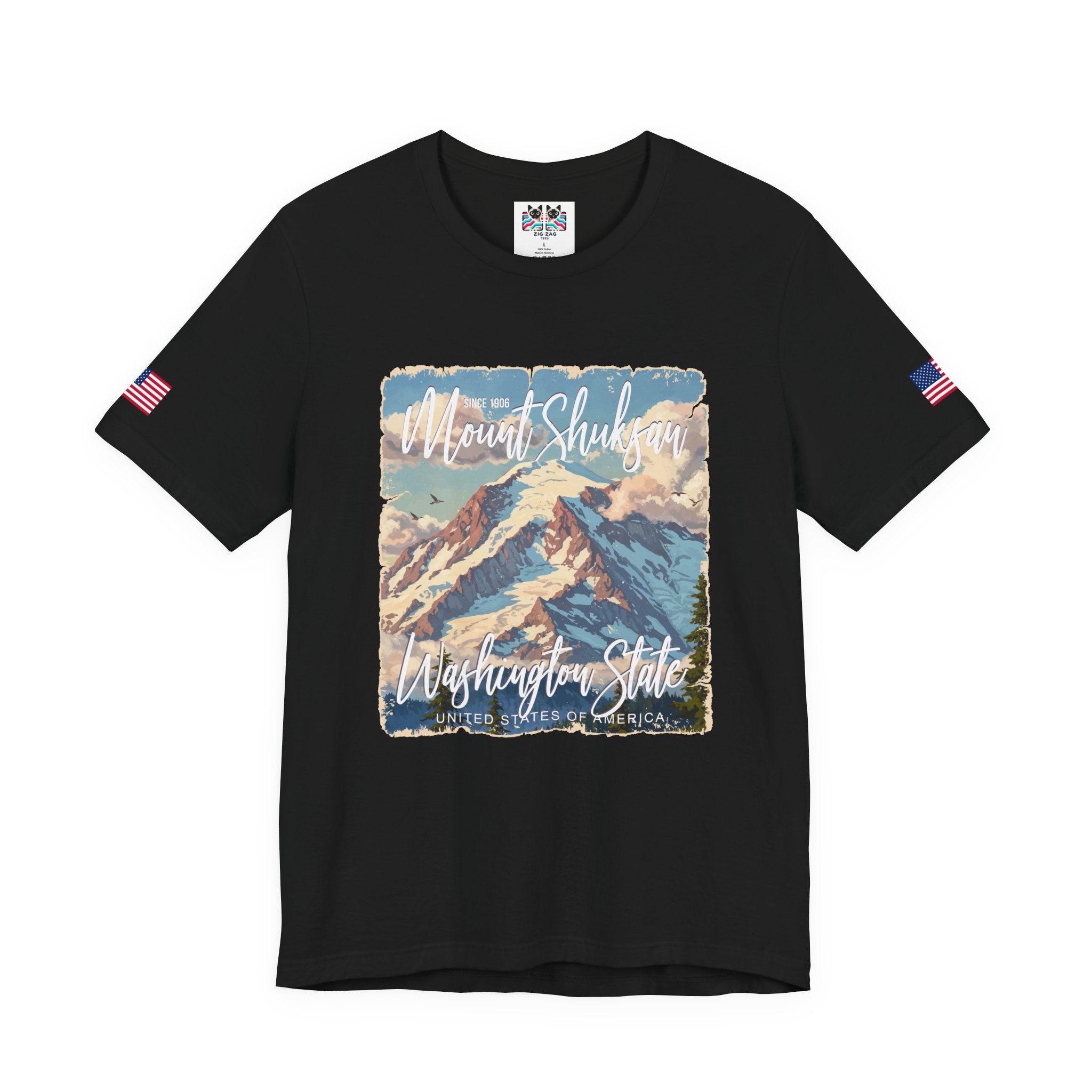 Mount Shuksan Washington State Since 1906 Vintage Travel Poster T-Shirt | North Cascades Hiking Tee | PNW Mountain Shirt