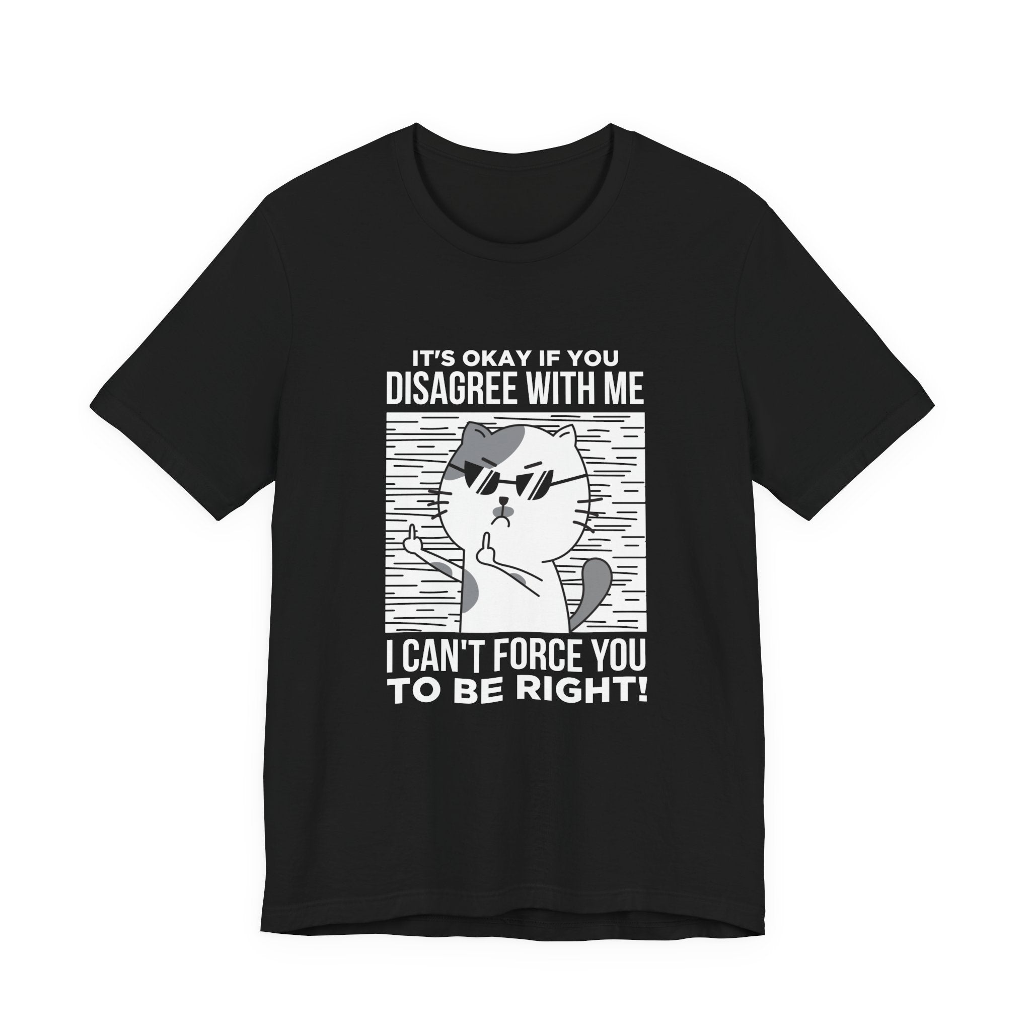 It’s Okay If You Disagree With Me T-Shirt – Angry Cat With Glasses Funny Quote Graphic Tee