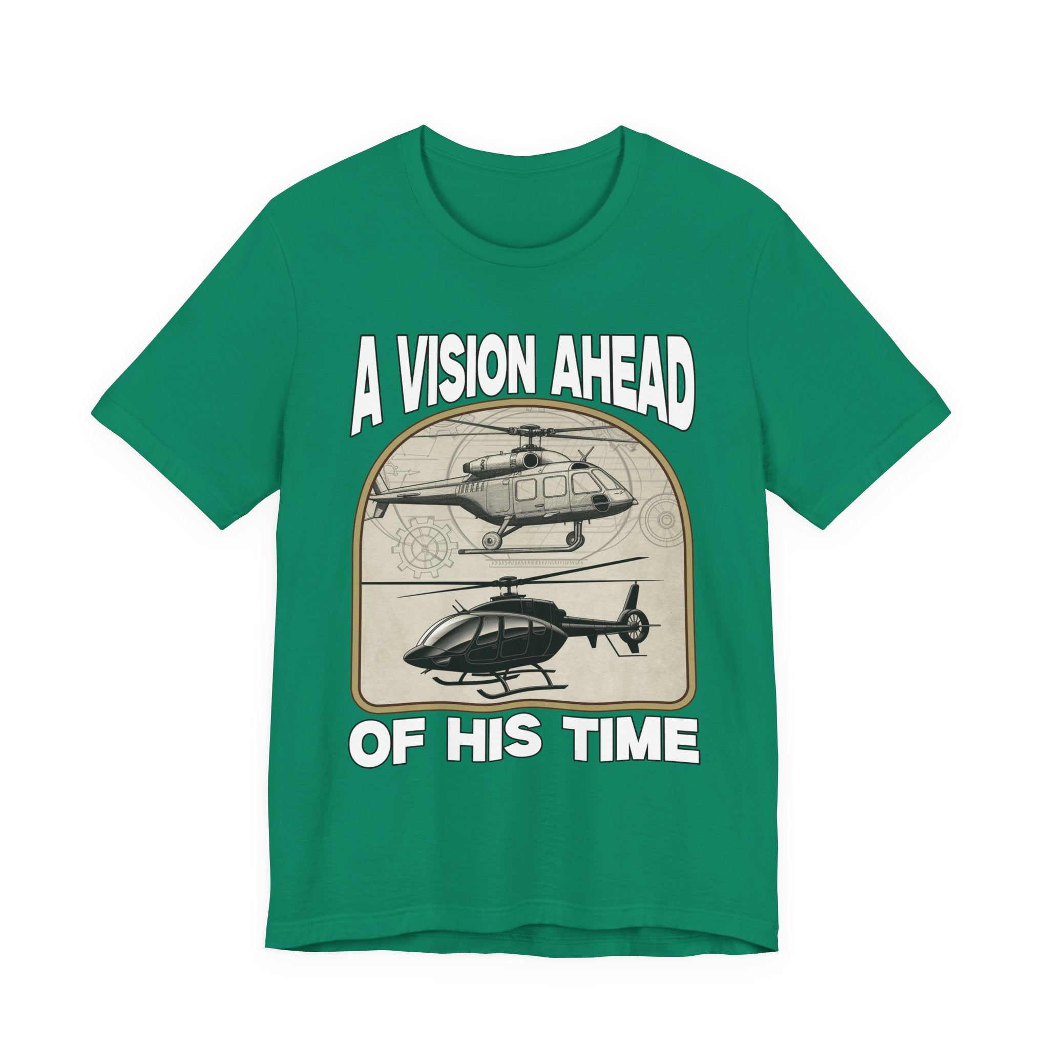 A Vision Ahead of His Time Tshirt – Da Vinci’s Helicopter and Modern Chopper Graphic