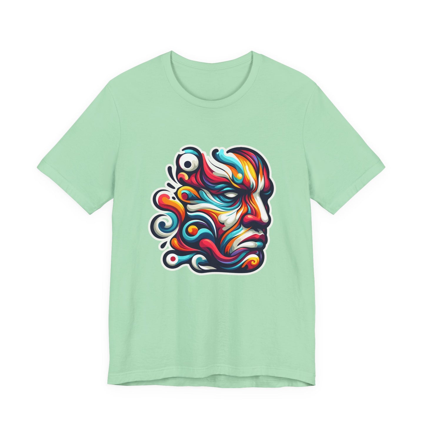 The Art of Expressionism Tshirt – Colorful Curved Strokes Forming a Vibrant Face