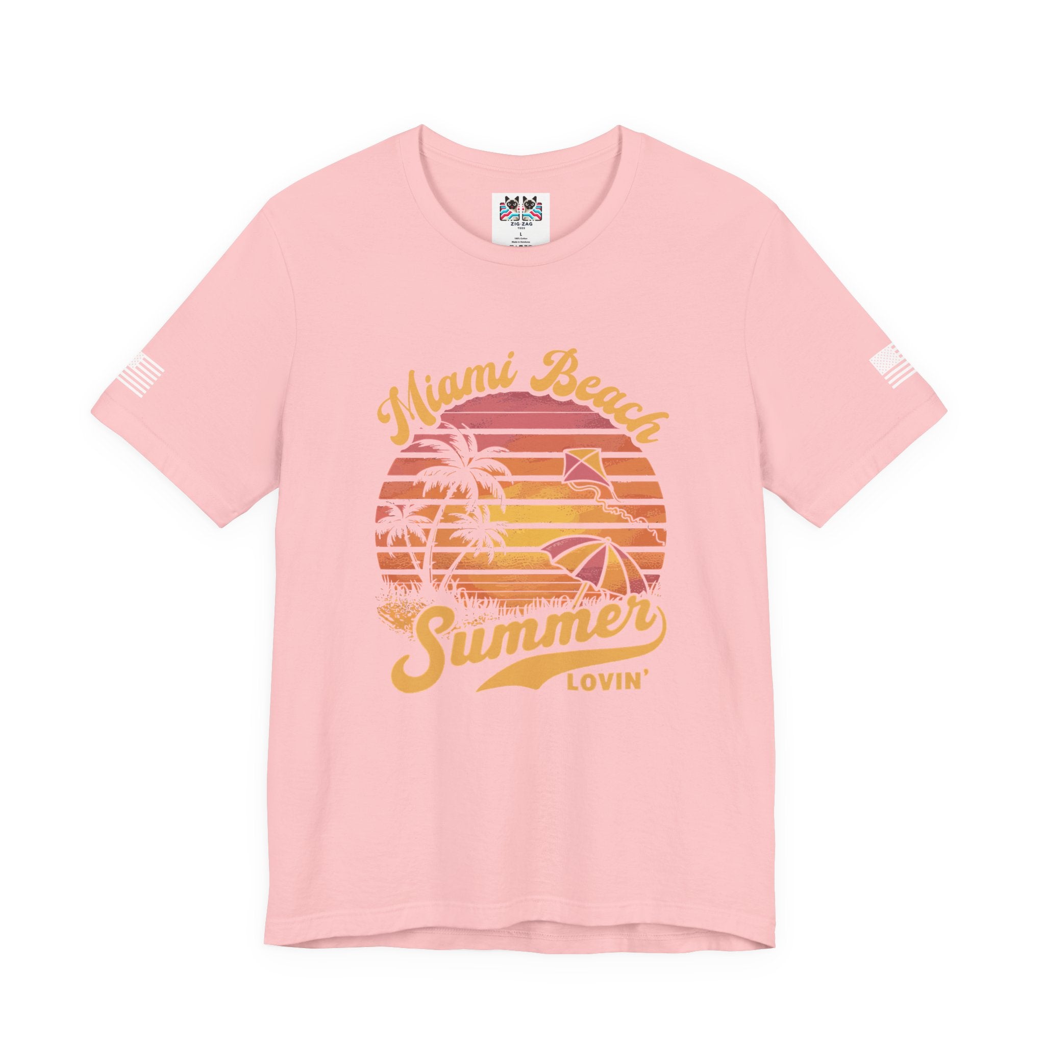 Miami Beach Summer Lovin' T-Shirt – Retro Sunset Kite Palm Tree Beach Graphic Tee