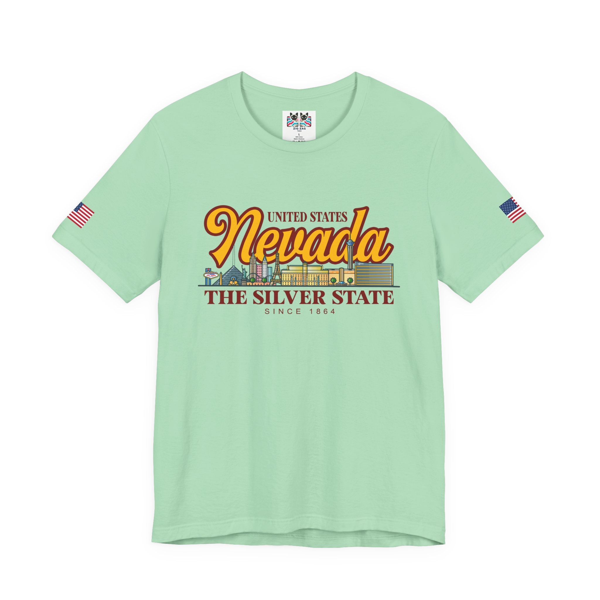 Nevada The Silver State T-Shirt - Las Vegas Skyline Pink Since 1864 USA Design