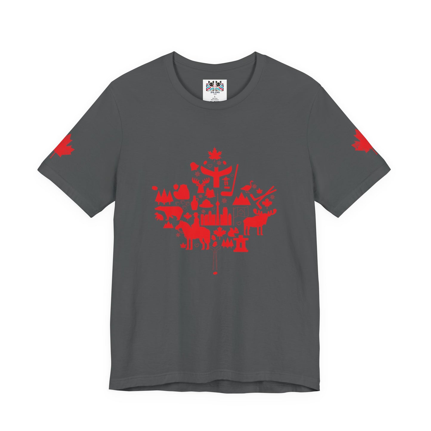 Canada Icons collage of iconic Canadian symbols Maple - Red Print T-Shirt