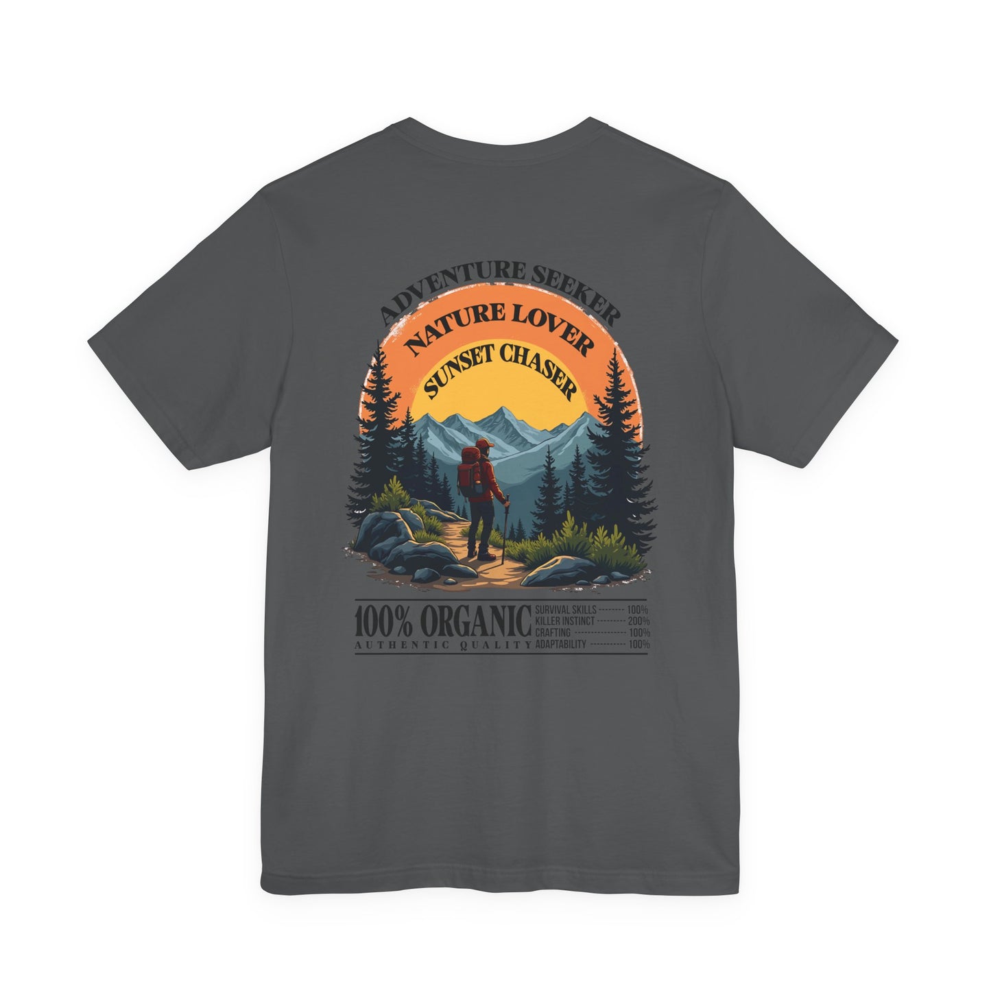 Adventure Seeker Nature Lover T-Shirt – Hiker on Mountain Edge Graphic