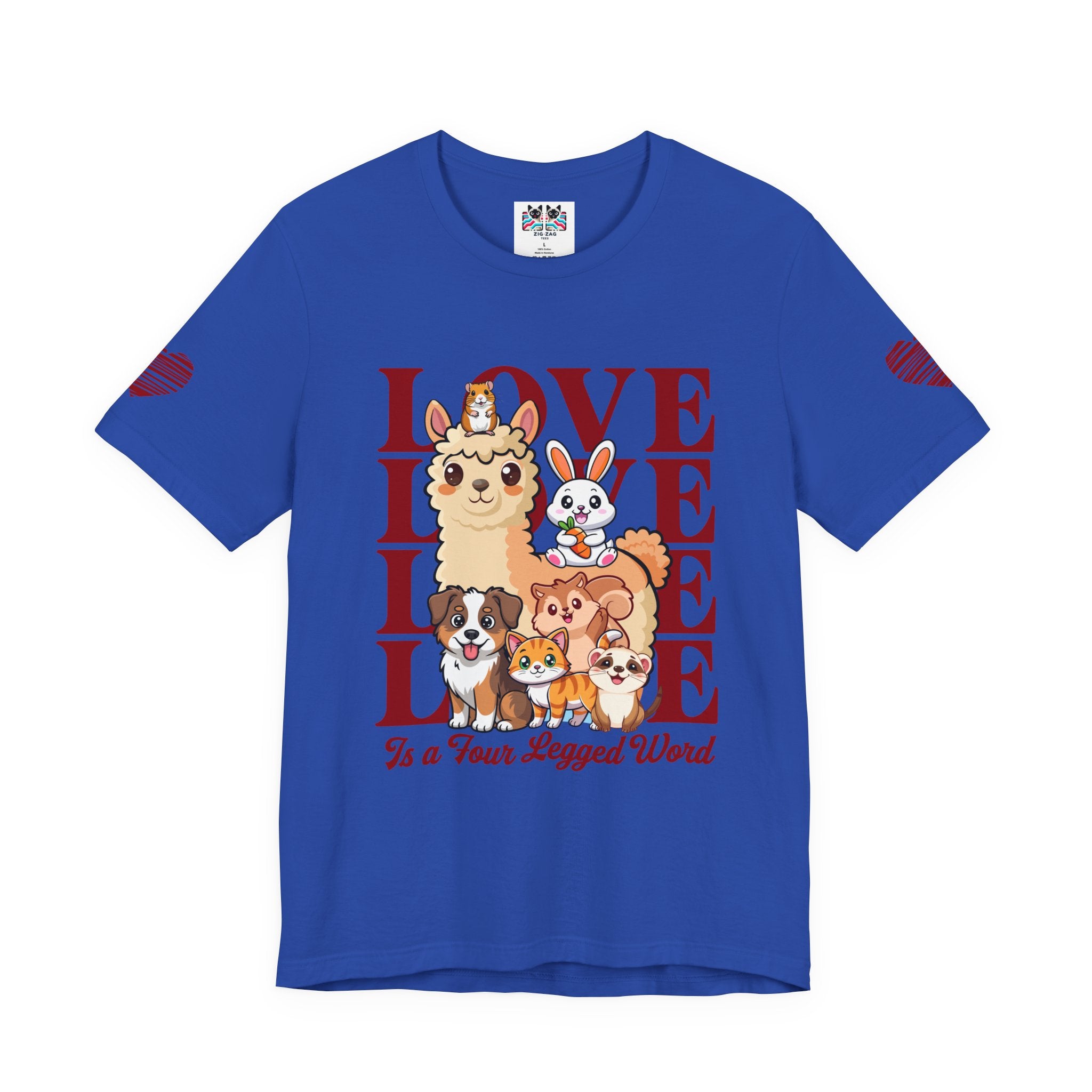 Love Is a Four Legged Word T-Shirt – Cute Animals Llama Dog Cat Rabbit Pet Lover Graphic Tee