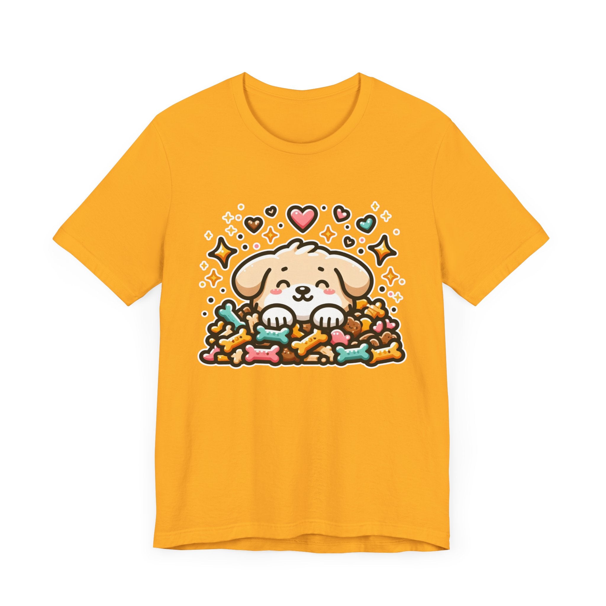 Puppy Face & Paw on a Pile of Treats | Stars & Hearts Reaction Graphic T-Shirt