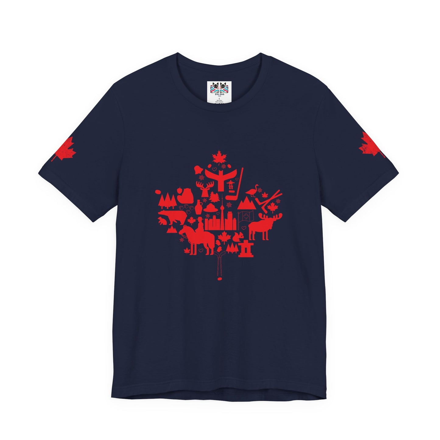 Canada Icons collage of iconic Canadian symbols Maple - Red Print T-Shirt
