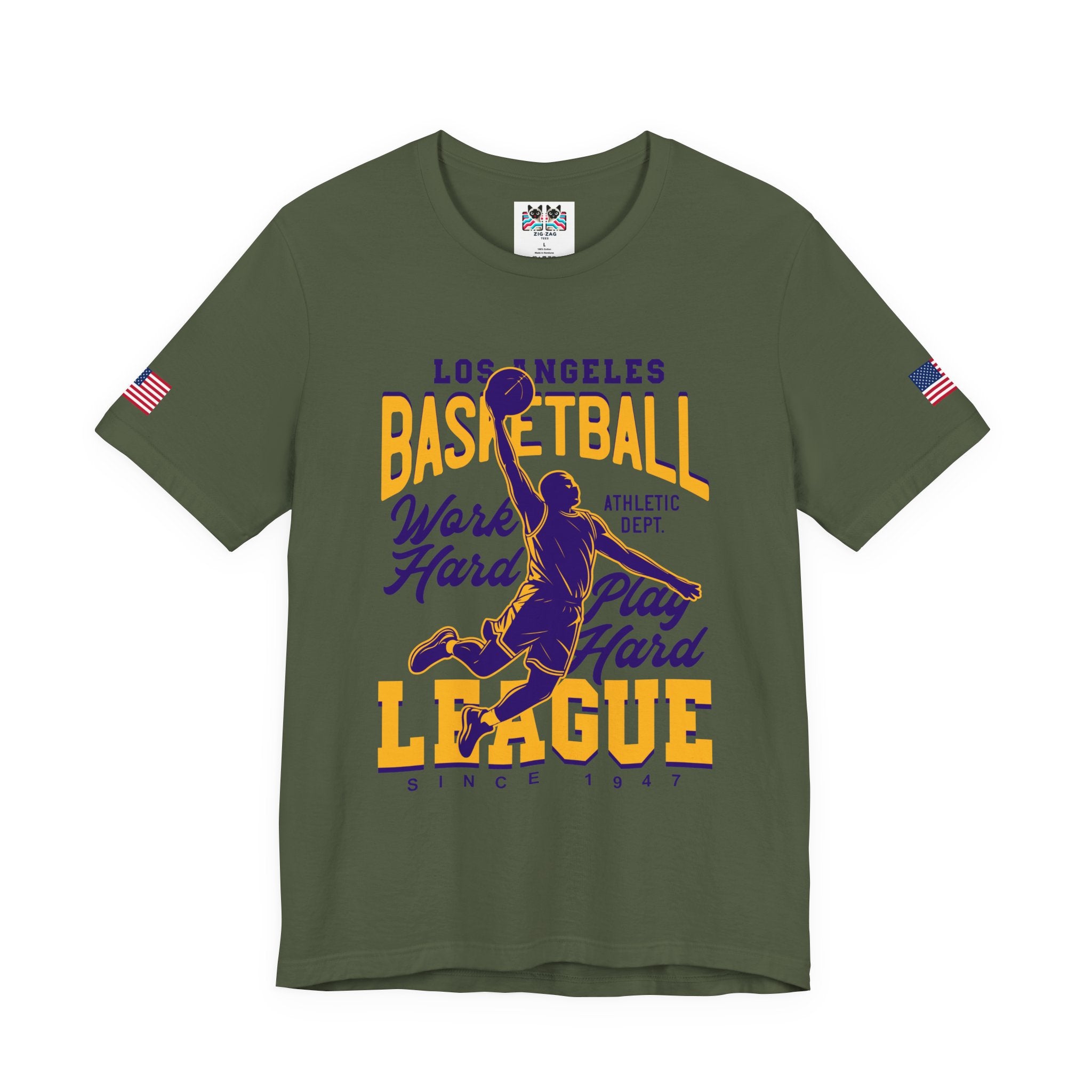 Los Angeles Basketball League T-Shirt – Work Hard Play Hard Athletic Dept Since 1947 Tee