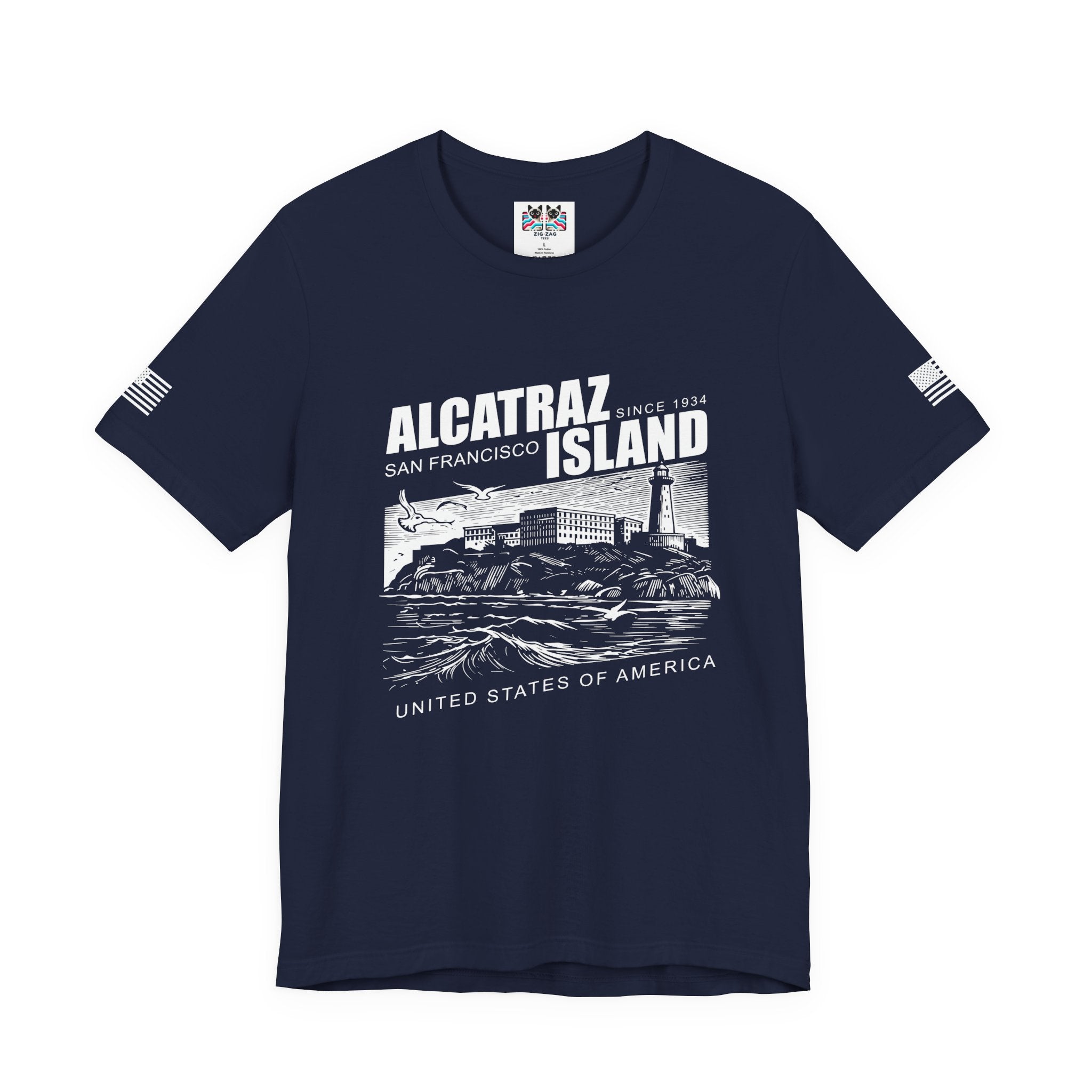 Alcatraz Island San Francisco T-Shirt – Since 1934 Vintage Engraving Style Graphic Tee United States of America