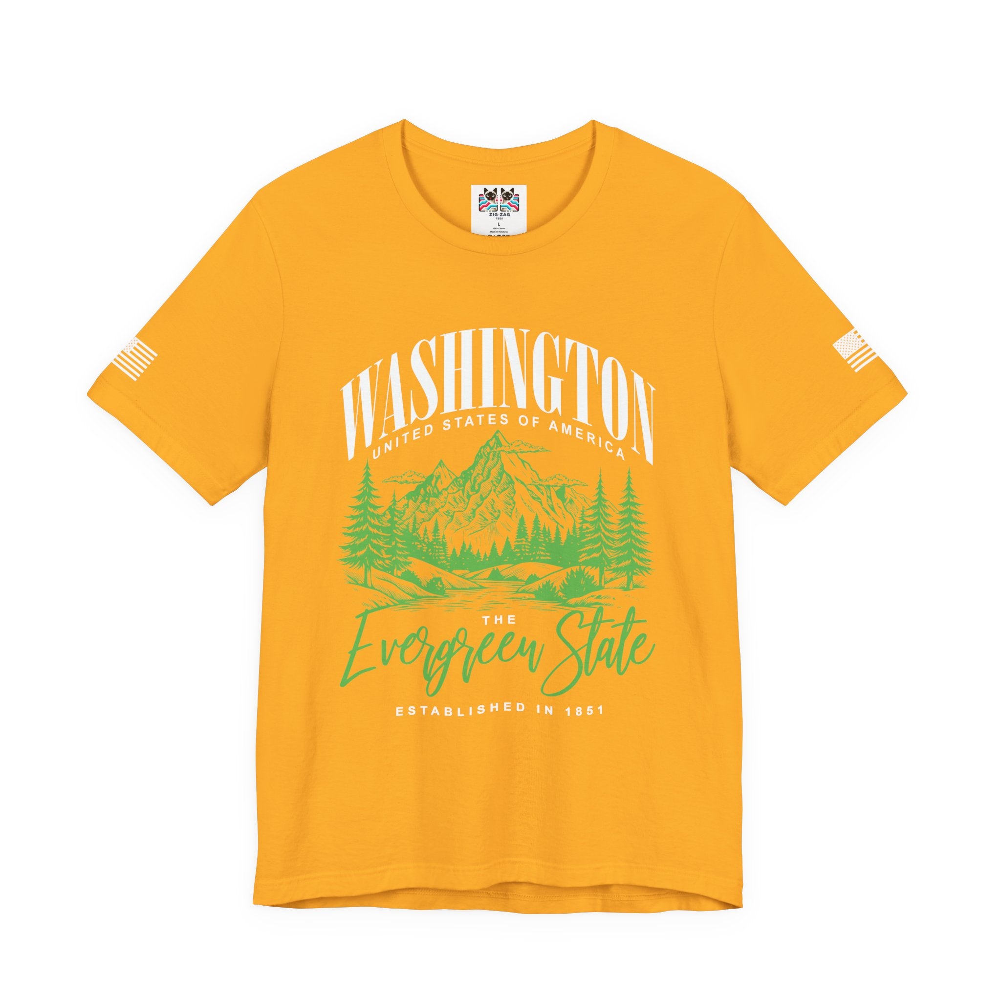 Washington The Evergreen State Mountain & Forest Nature Graphic T-Shirt | USA EST 1851 Pacific Northwest Tee