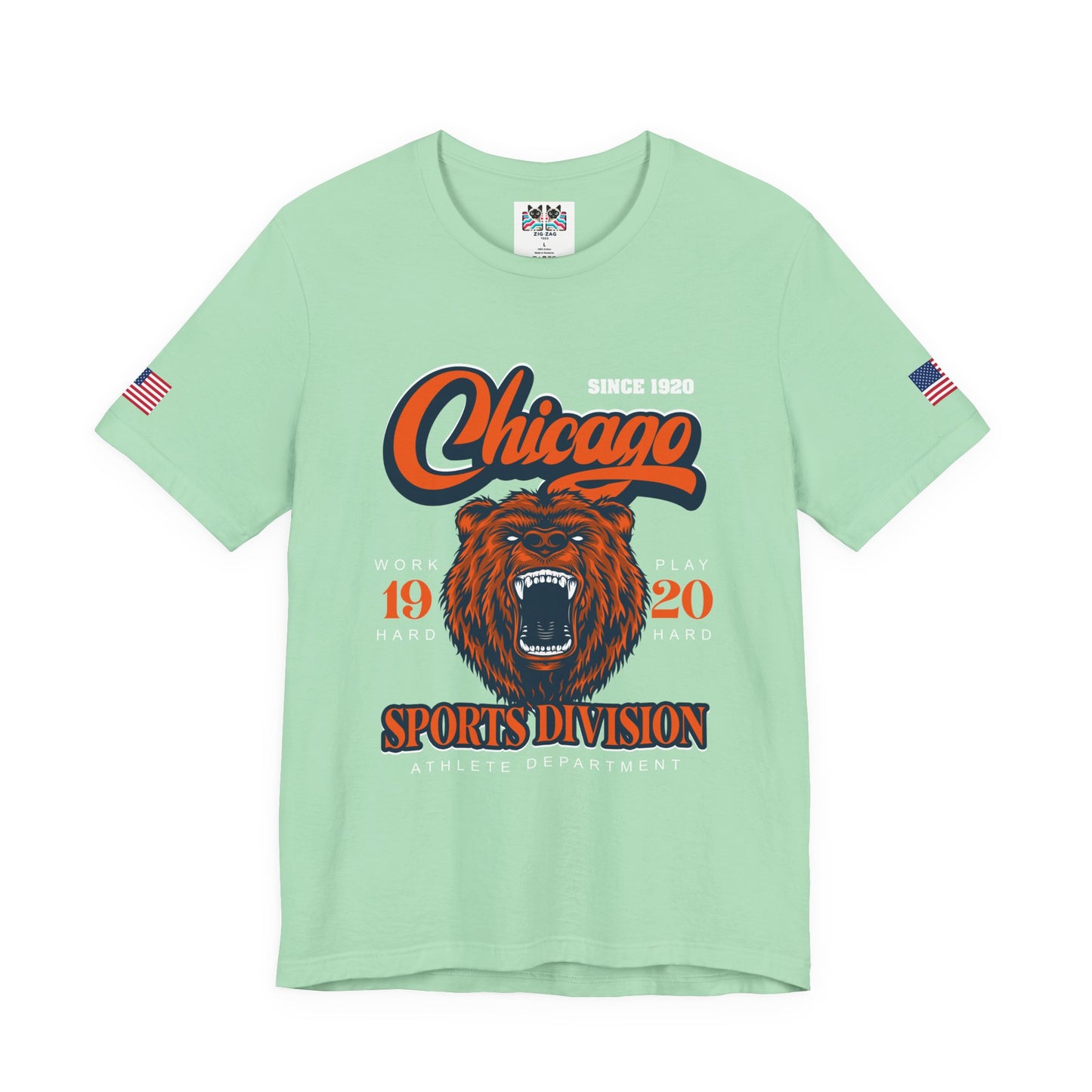 Chicago Sports Division T-Shirt - Since 1920 Bear Mascot Work Hard Play Hard
