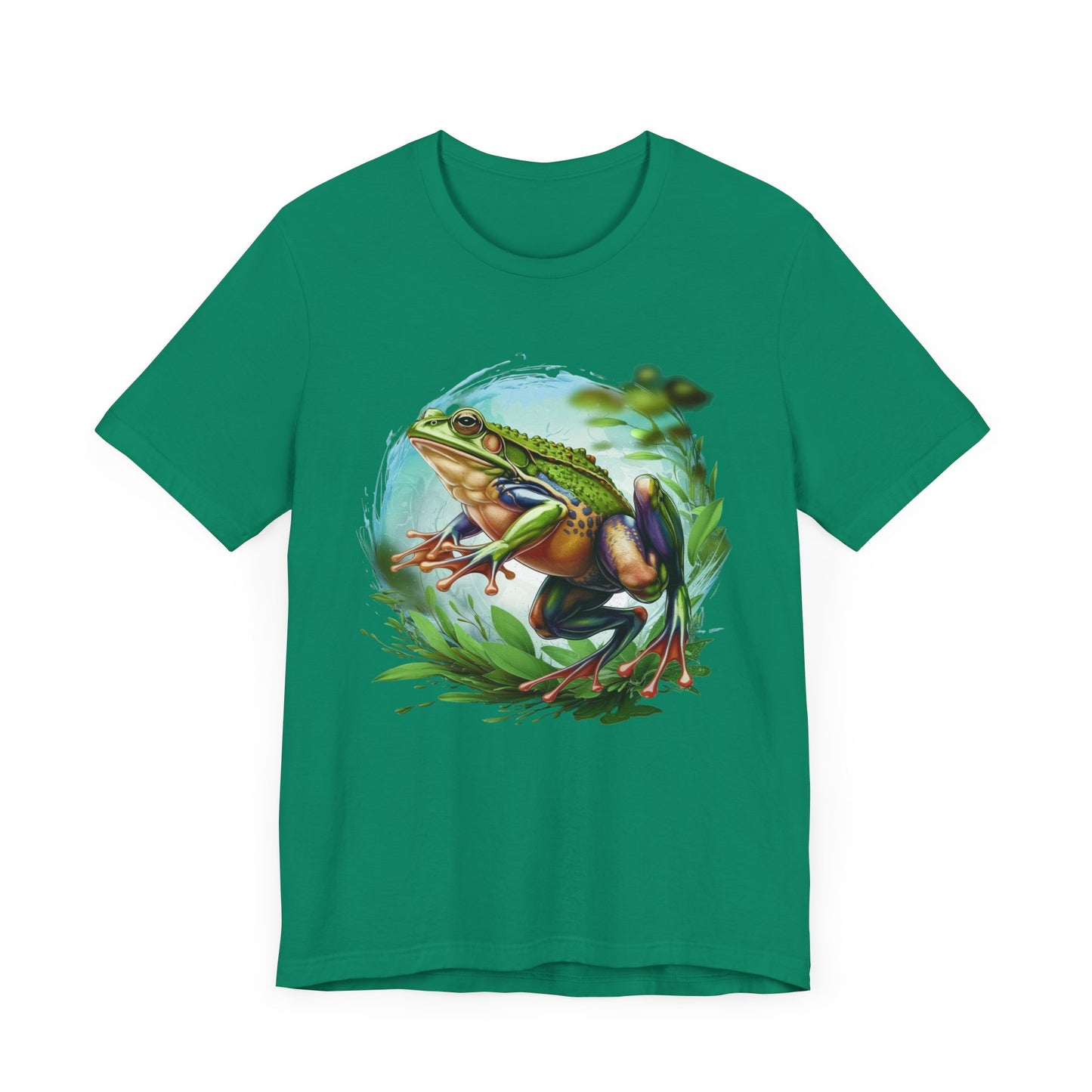 Leaping Frog in Air with energy and grace in Lush Green Vegetation Graphic T-Shirt