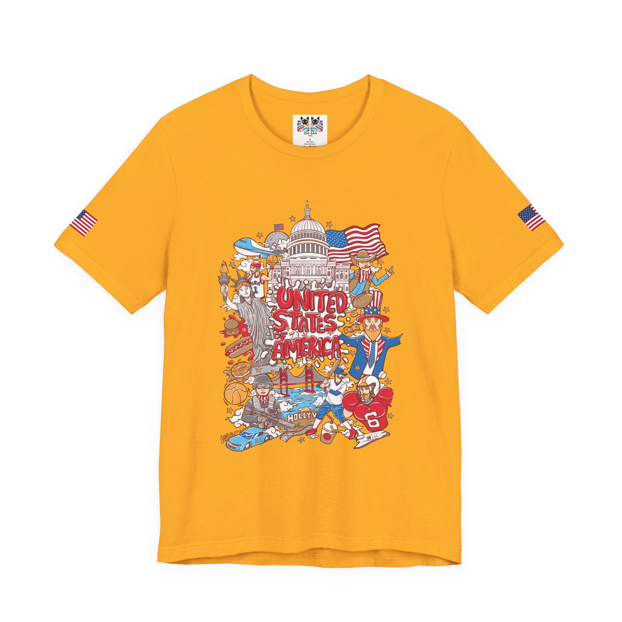 United States of America Collage T-Shirt – Iconic American Symbols Graphic Tee