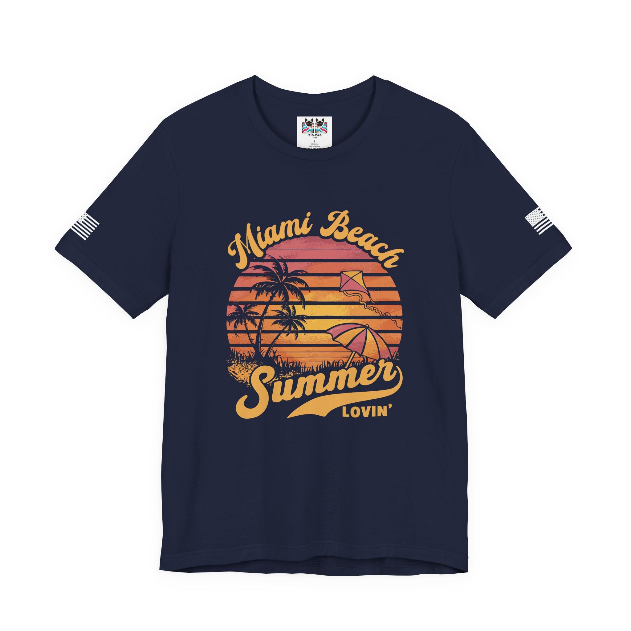 Miami Beach Summer Lovin' T-Shirt – Retro Sunset Kite Palm Tree Beach Graphic Tee