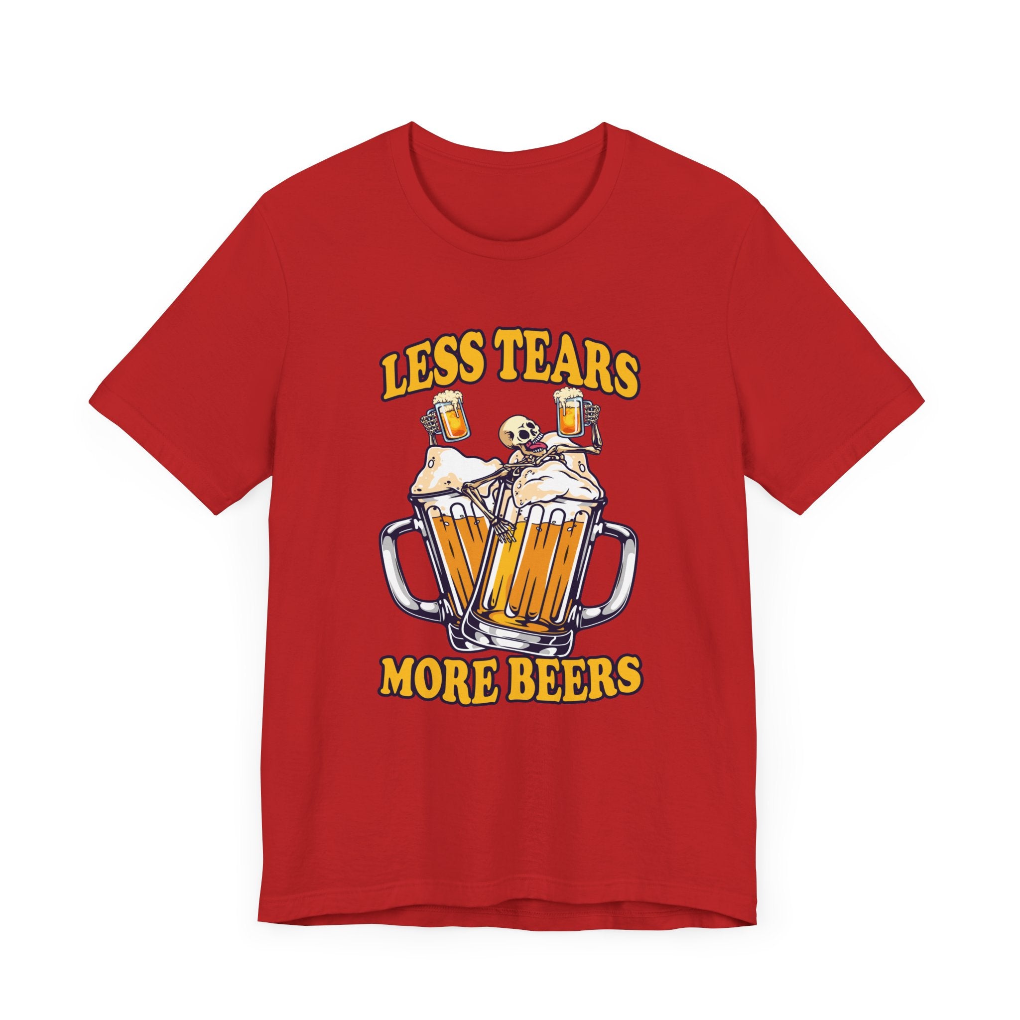 Less Tears More Beers Tee, Beer Lover Humor Shirt, Pub Life Graphic Tee, Funny Alcohol Mood Top, Chill and Cheer Gift