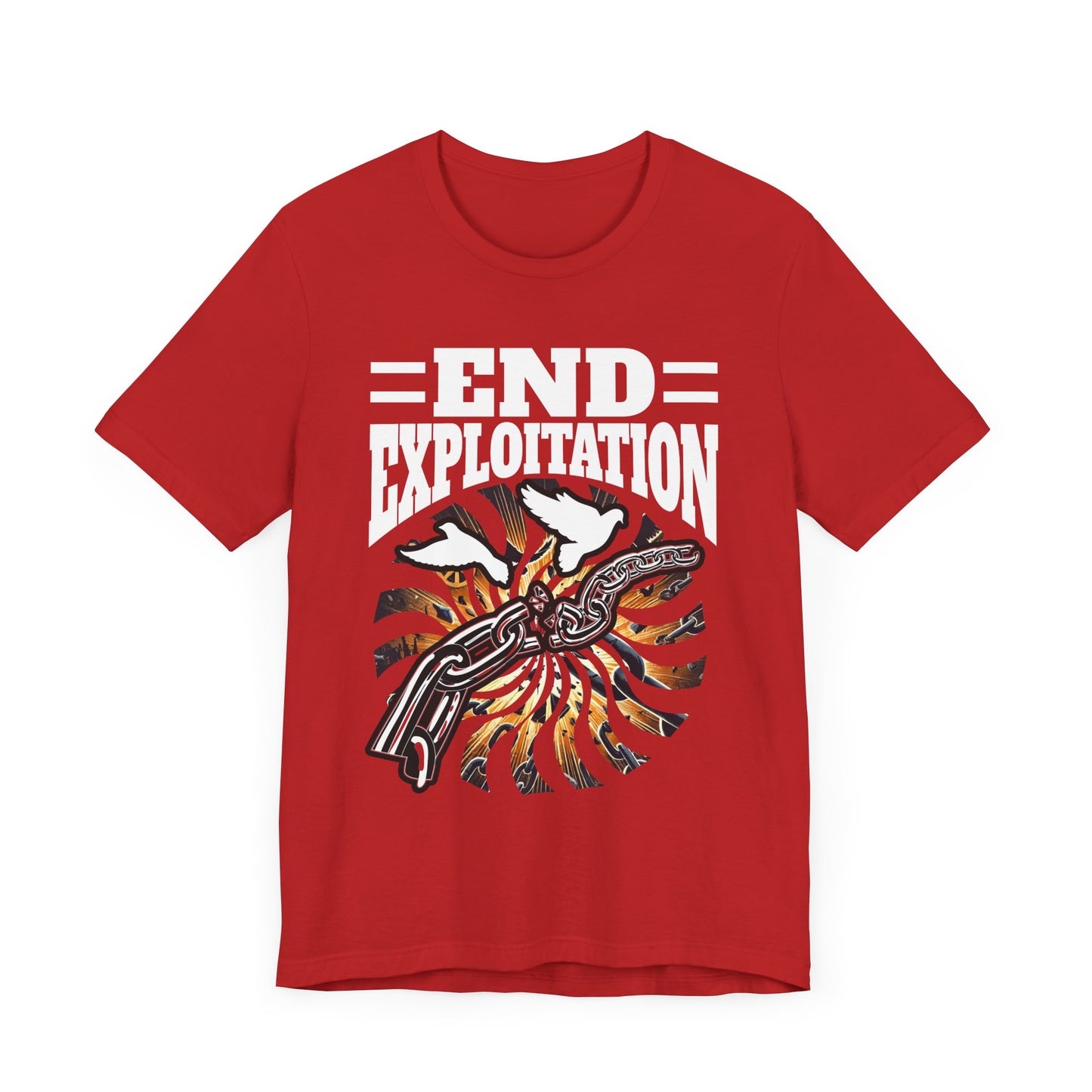 End Exploitation | Broken Chain & Flying White Pigeons Graphic T-Shirt