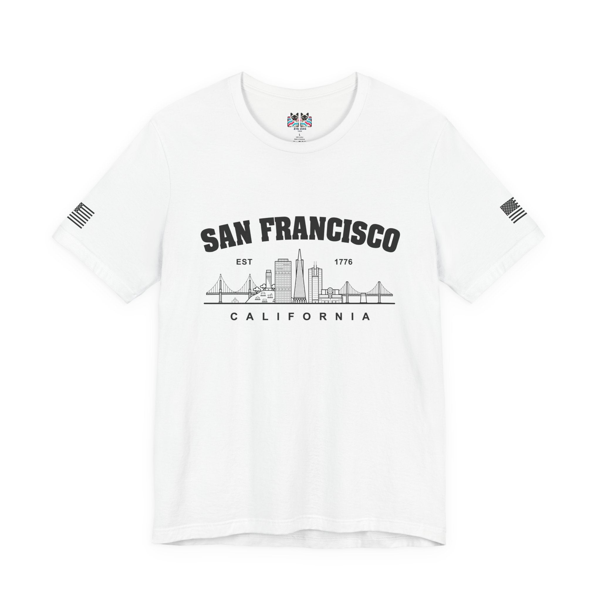 San Francisco California T-Shirt, EST 1776 Collegiate Skyline Tee, Bay Area Minimalist Gift Shirt, SF Souvenir, Unisex