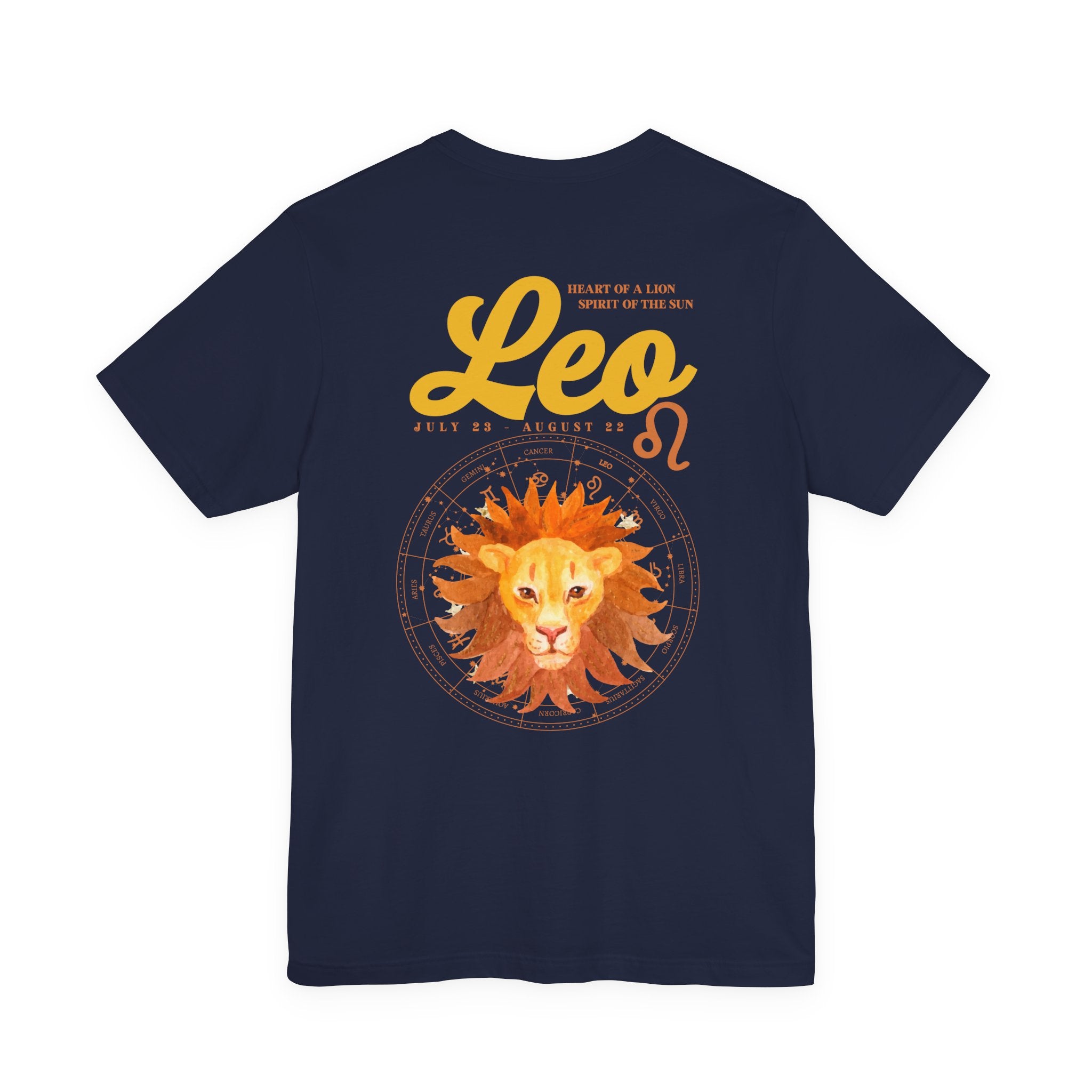 Leo Zodiac T-Shirt – Heart of the Lion, Spirit of the Sun Astrological wheel