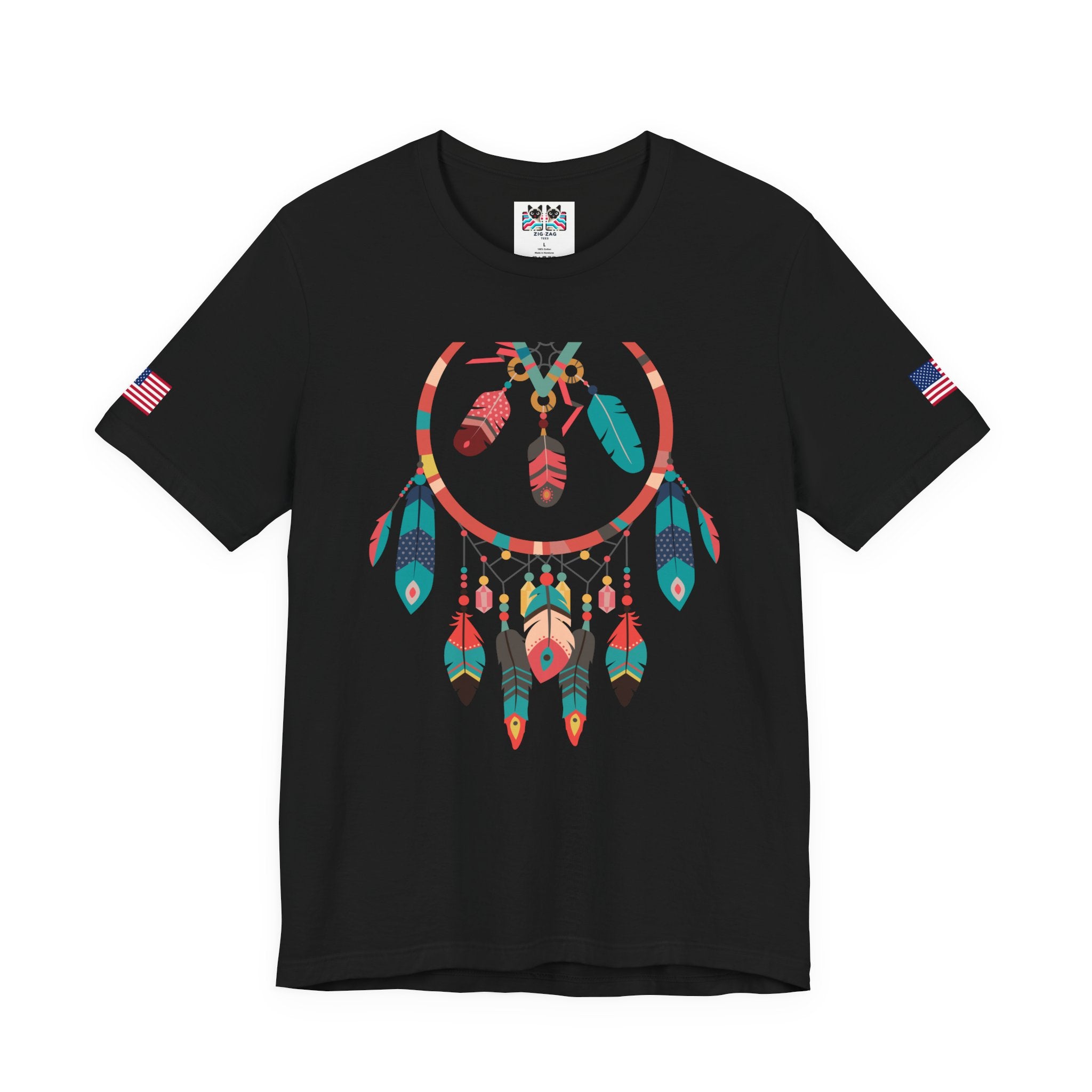 Dream Catcher Graphic T-Shirt – Vibrant Boho Feathers Spiritual Native Inspired Tee