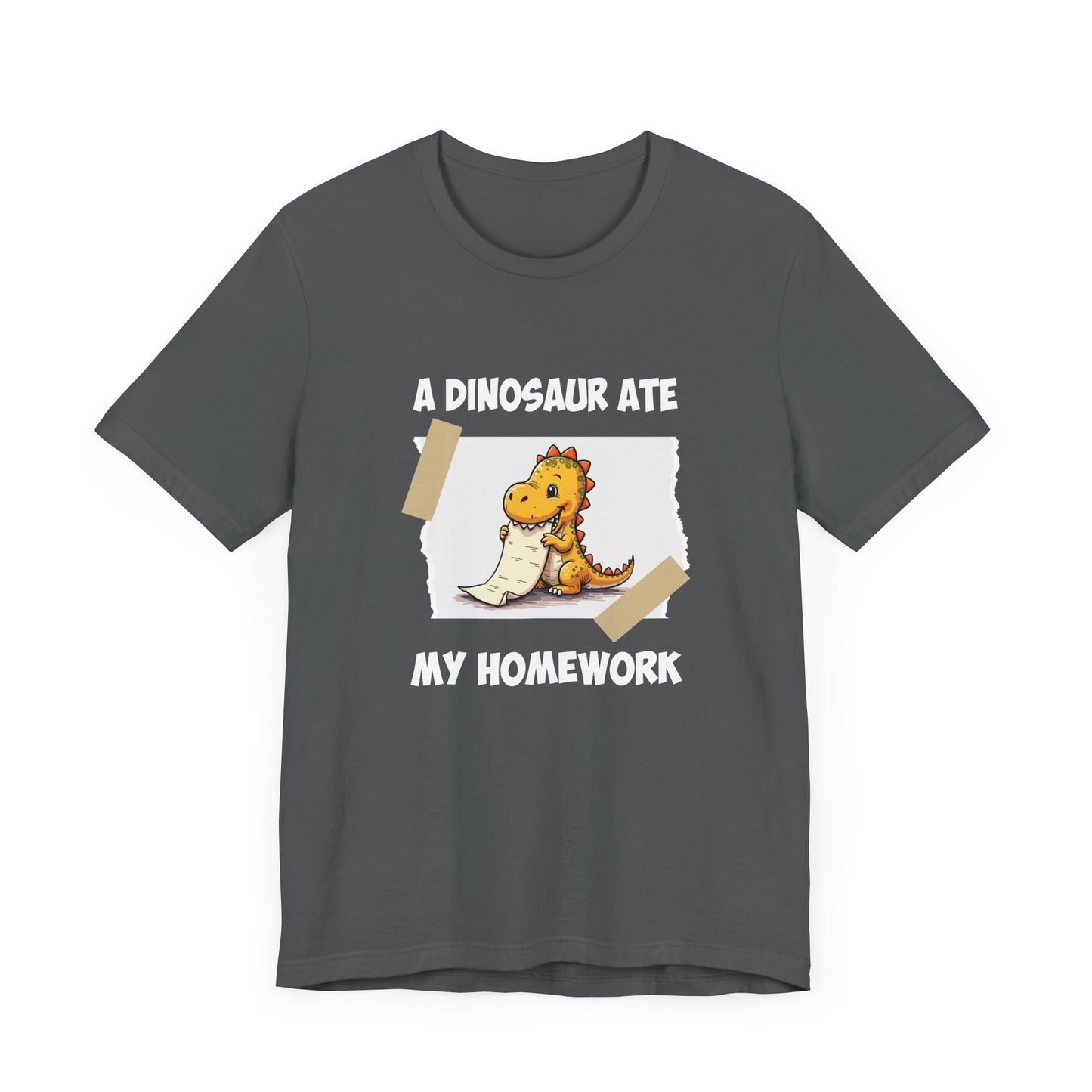 Homework Excuse T-Shirt – Cute Dino Eating Homework Graphic
