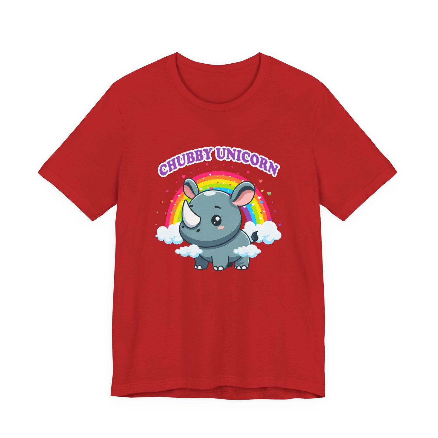 Chubby Unicorn T-Shirt – Cute Cartoon Rhino with Rainbow Graphic Tee