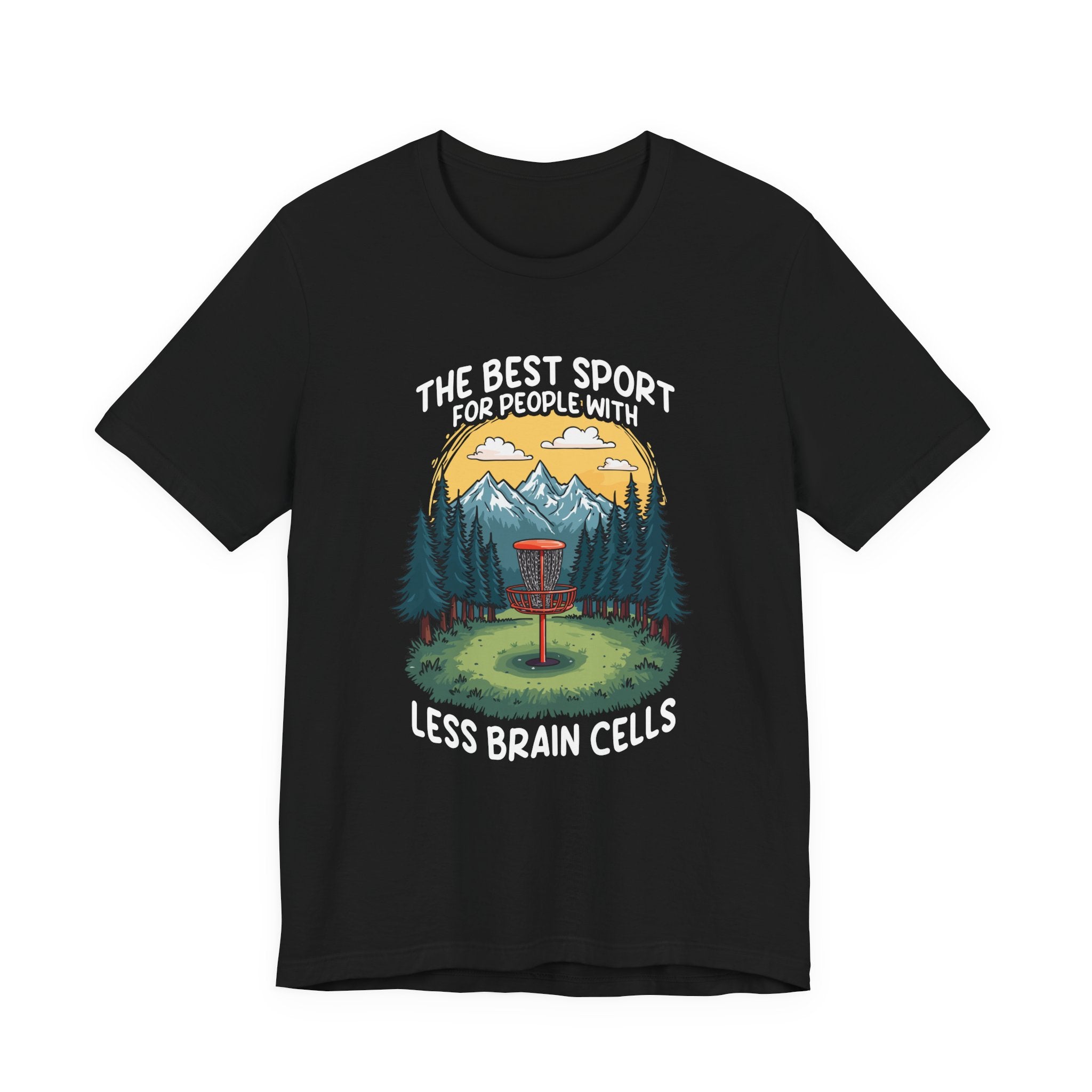 Best Sport for People with Less Brain Cells Tshirt – Funny Disc Golf Mountain Scene