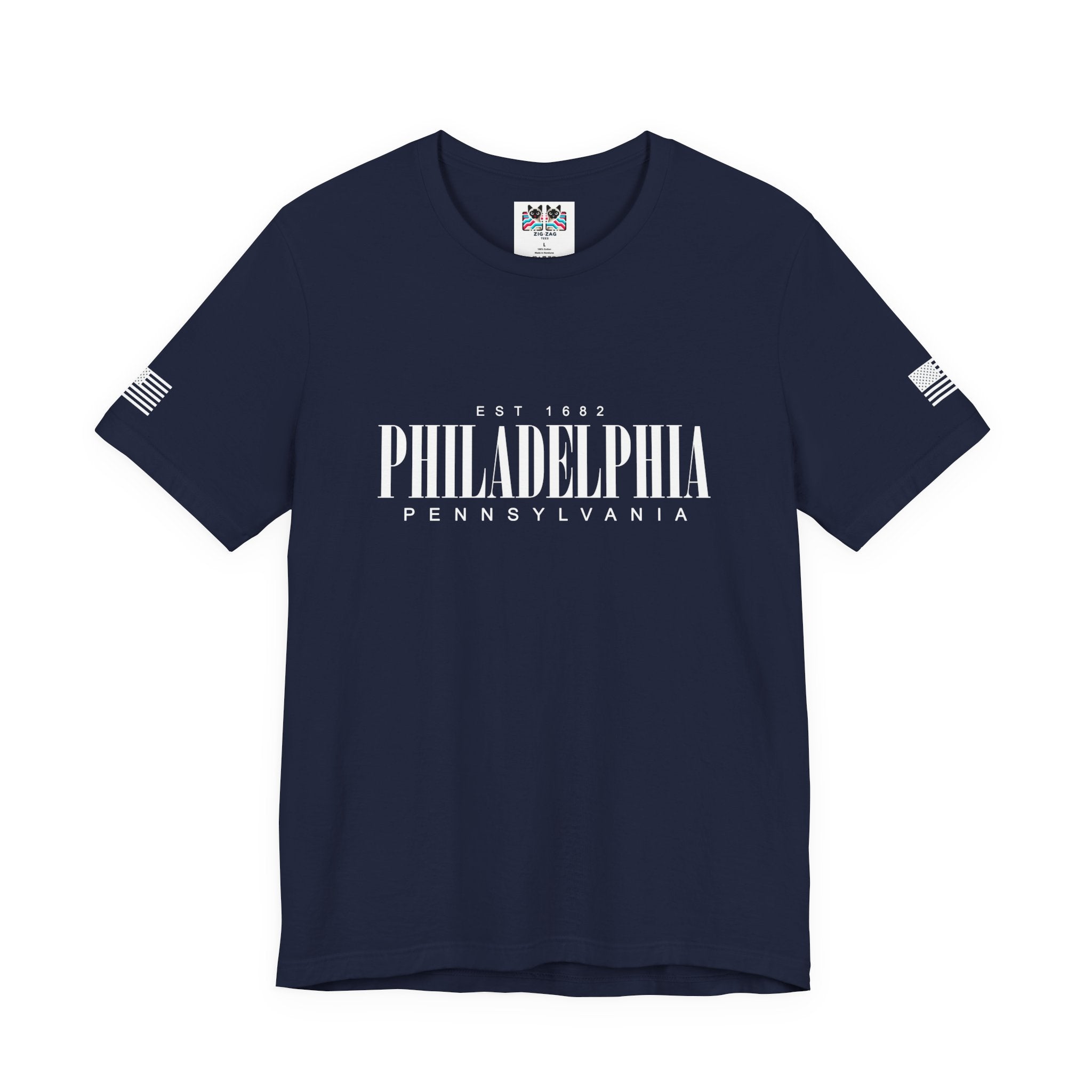 Philadelphia Pennsylvania EST 1682 T-Shirt – Bold Clean Serif Typography Graphic Tee