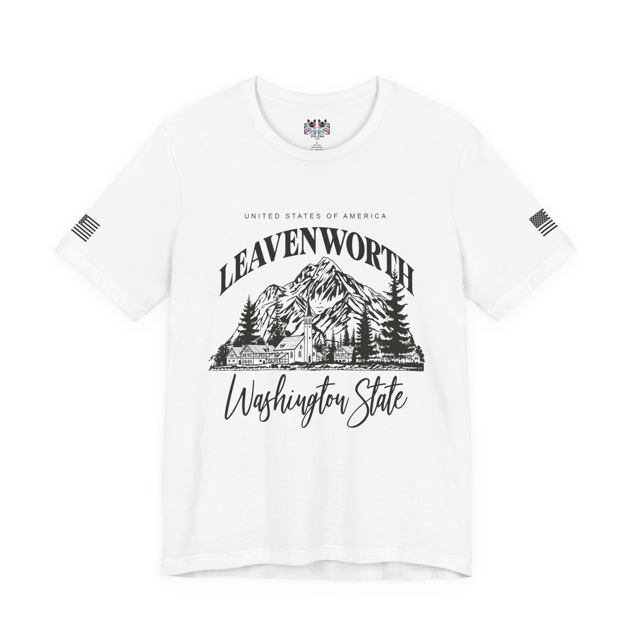 Leavenworth Washington State Bavarian Village Mountain Graphic T-Shirt | USA Souvenir Tee | Pacific Northwest Gift Shirt