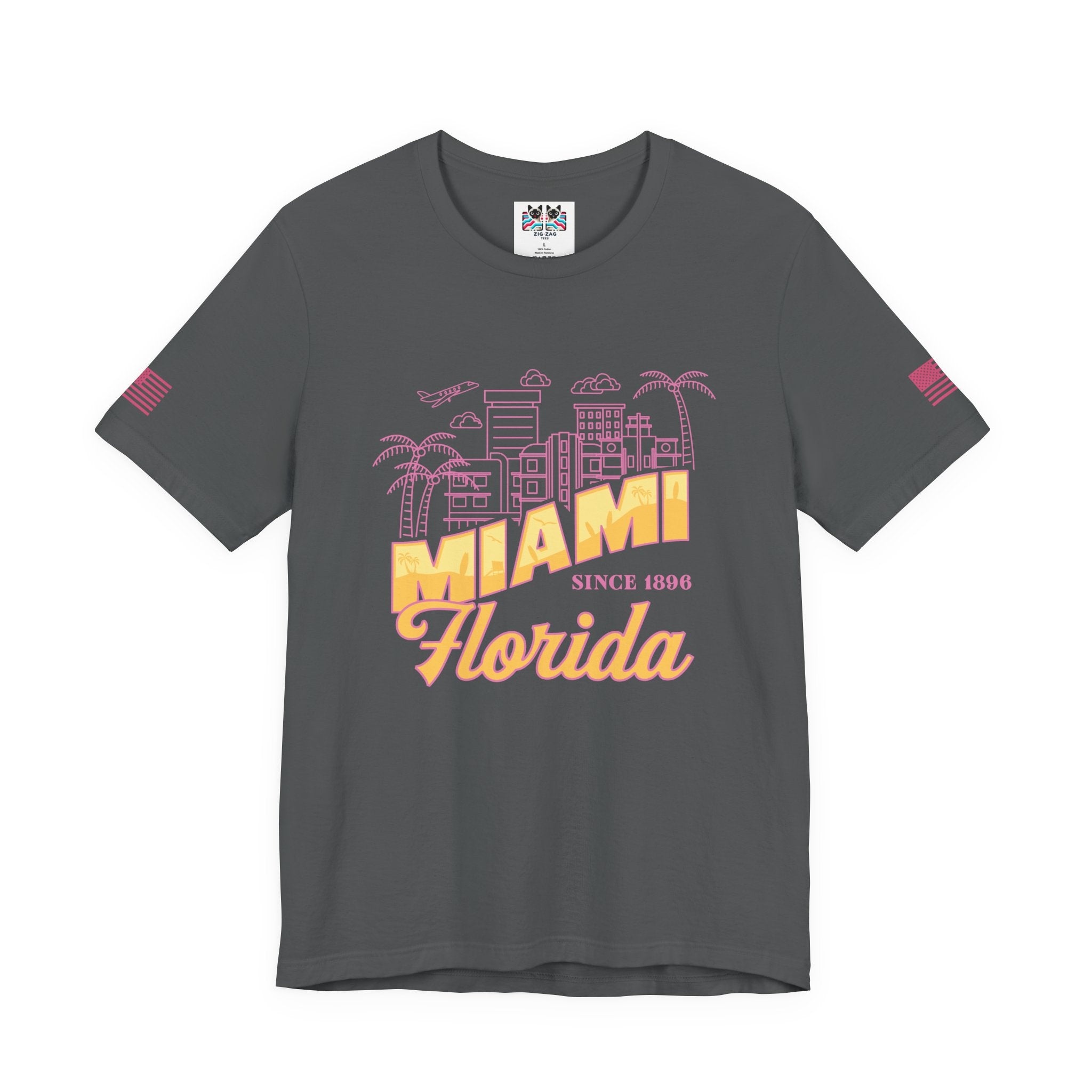 Miami Since 1896 Florida T-Shirt – Art Deco Skyline Line Art Graphic Tee