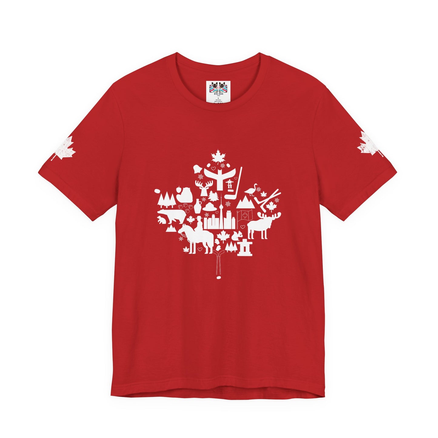 Canada Icons collage of iconic Canadian symbols Maple - White Print T-Shirt