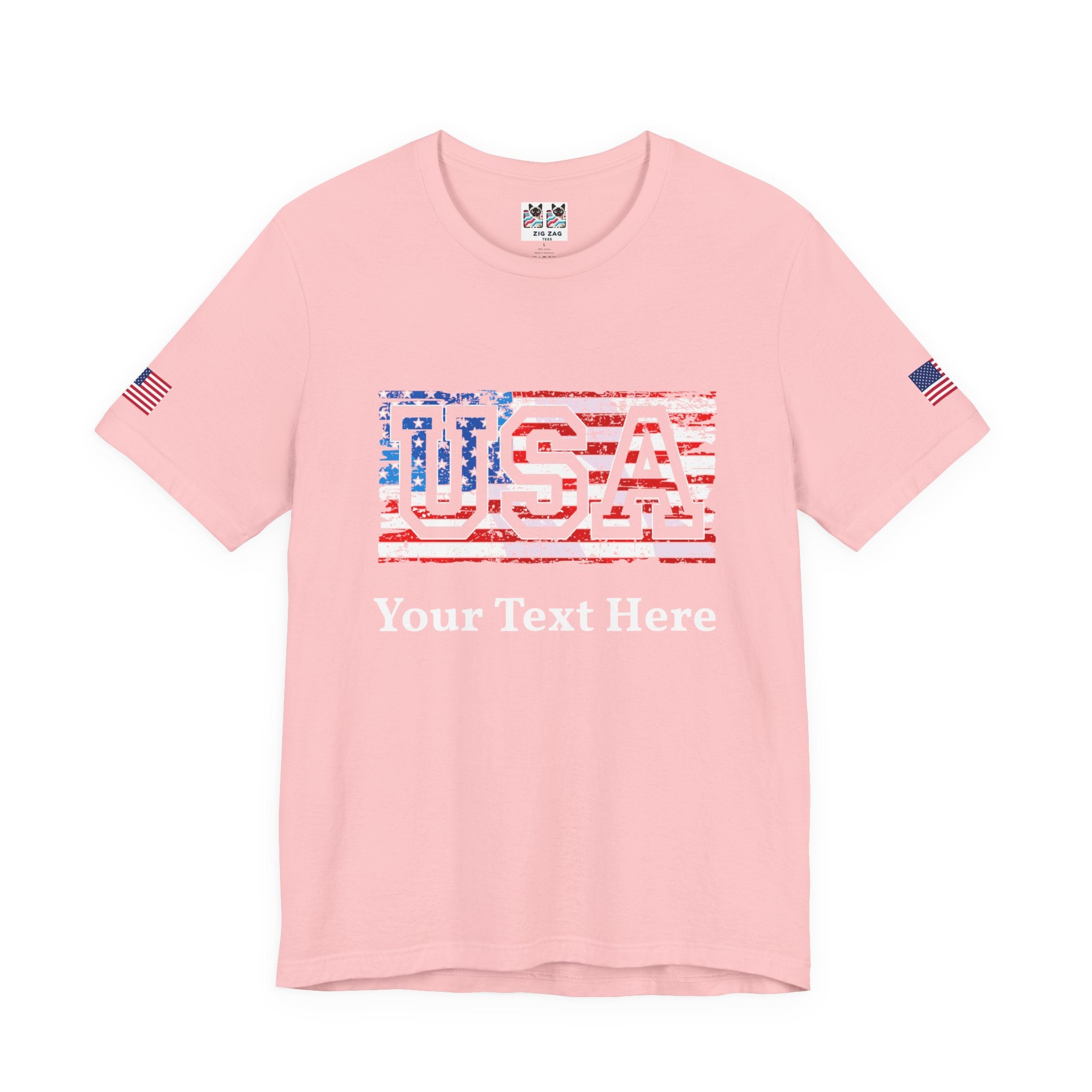 Custom T-Shirt - USA Vintage Collegiate T-Shirt – Retro American Flag Typography Graphic Tee